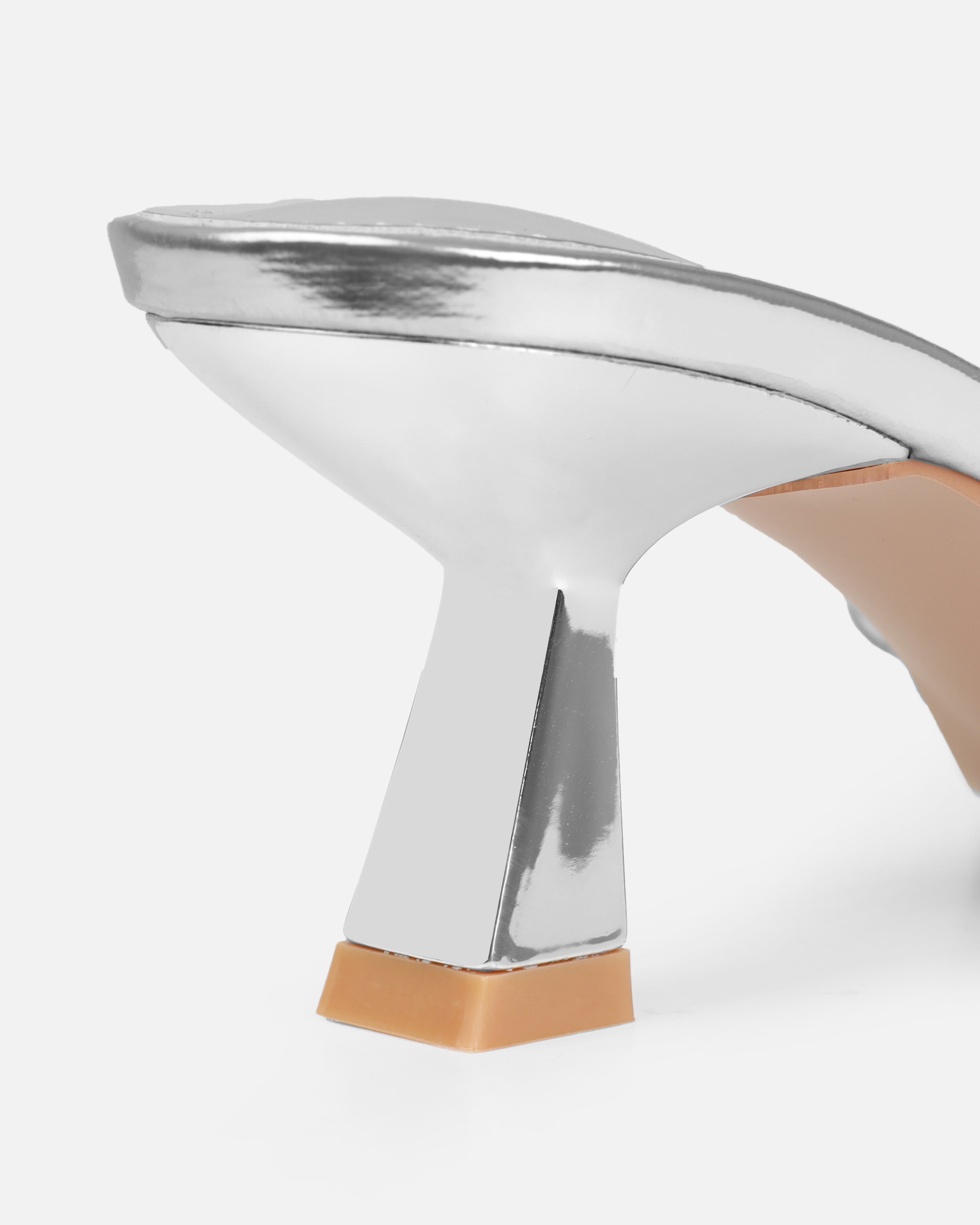 Peony Silver Mirror Mid Heel Mules | SIMMI London