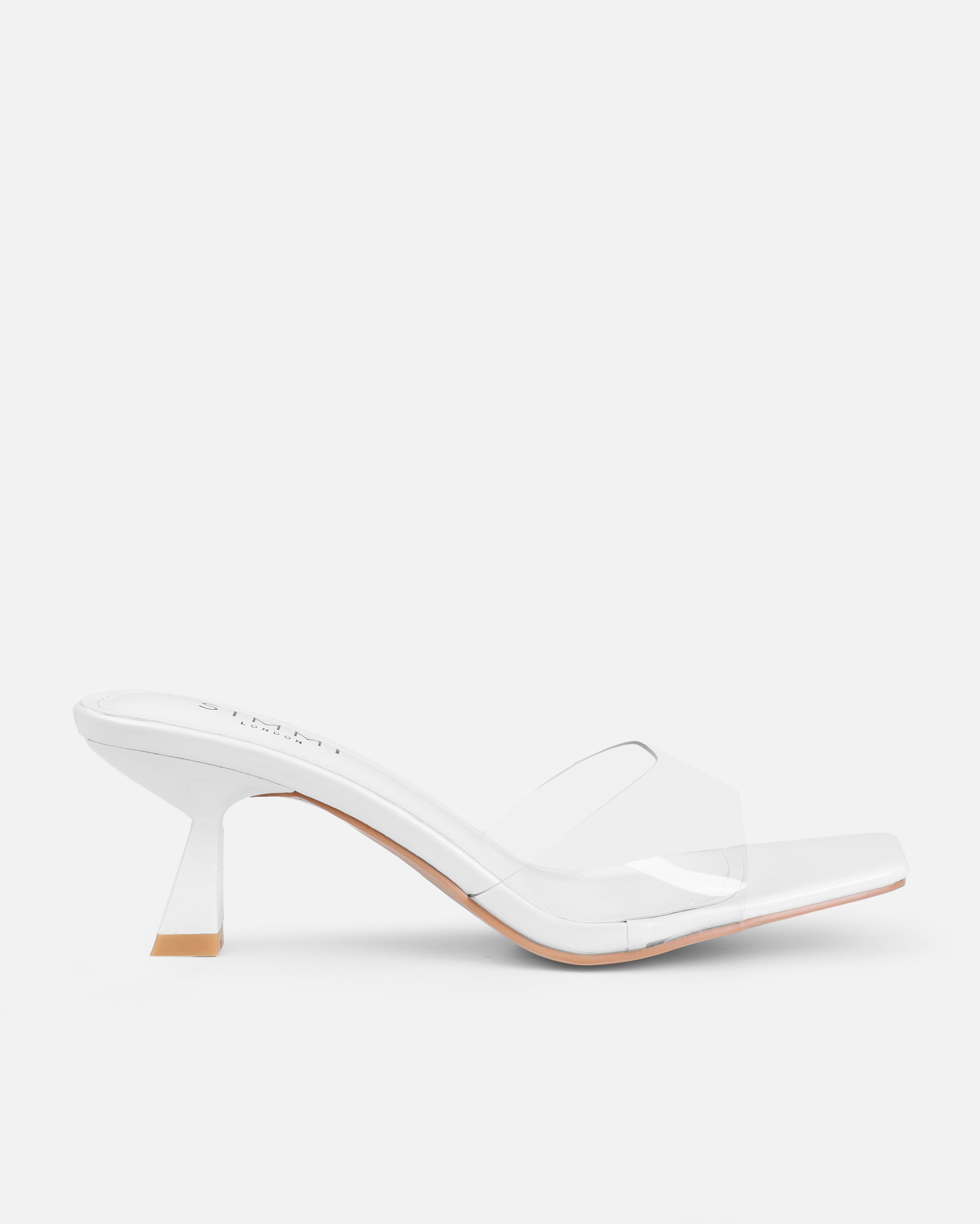 Peony White Mid Heel Mules | SIMMI London