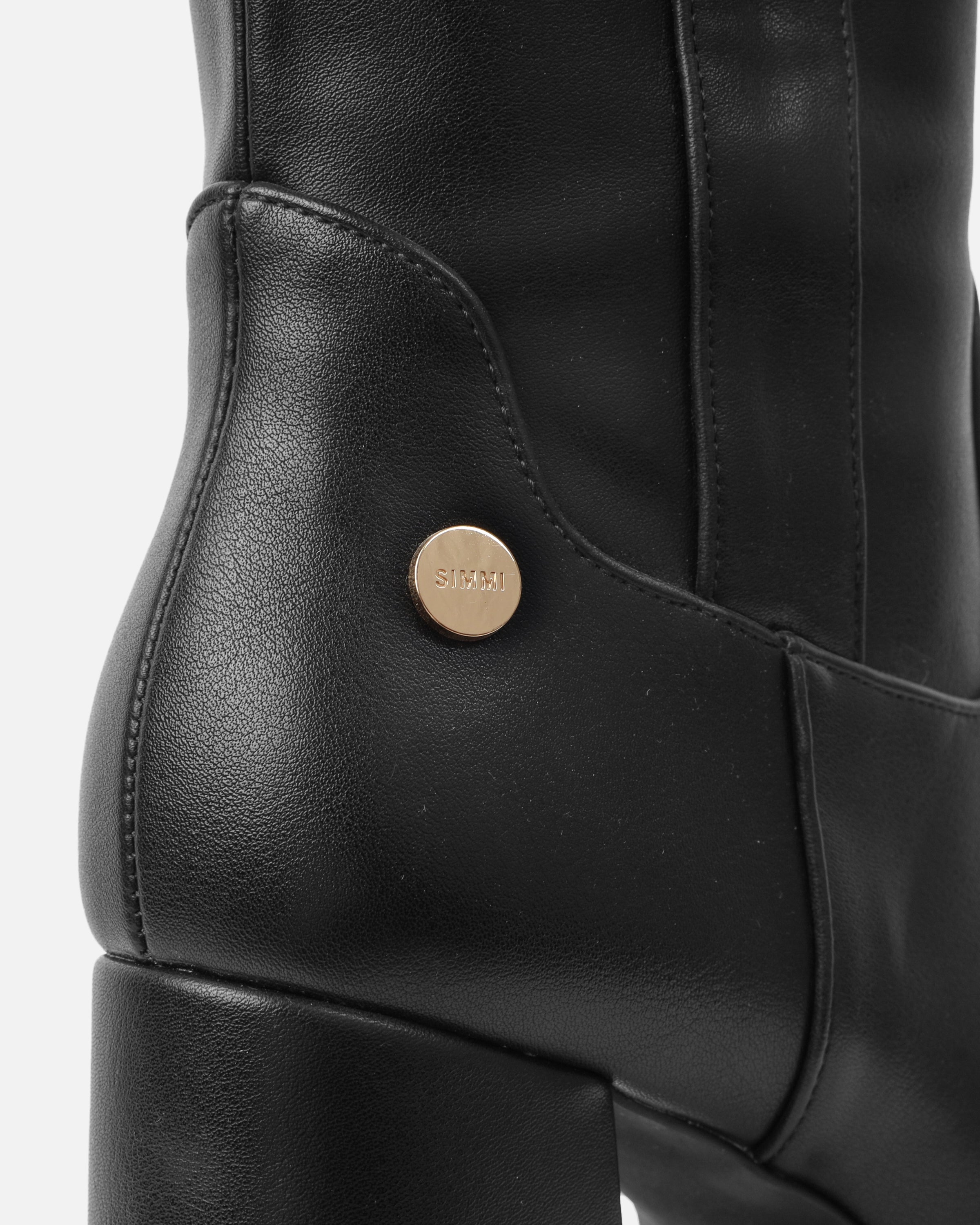 Caiden Black Platform Knee Boots With Faux Fur Turnover | SIMMI London