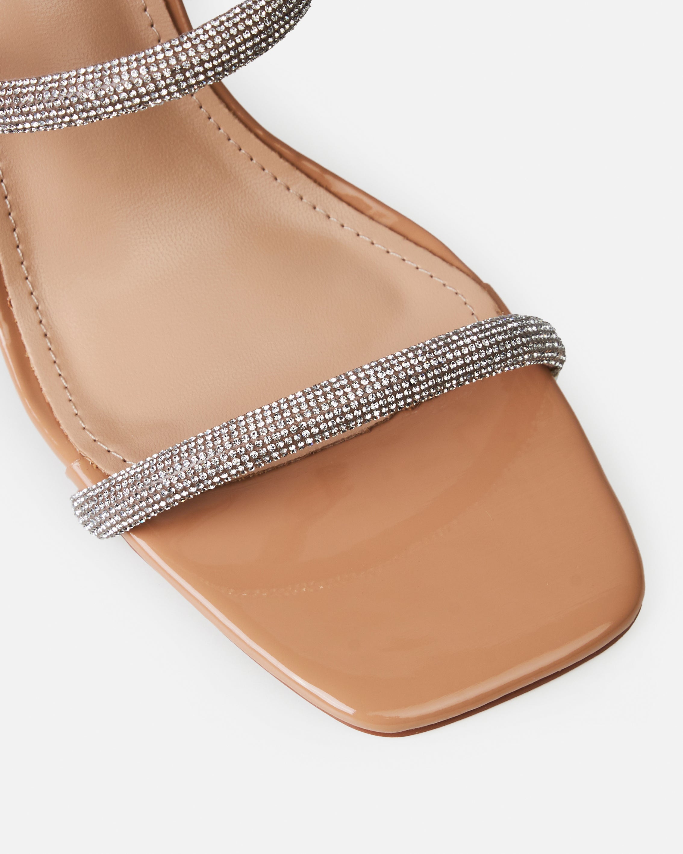 Peruvian Nude Diamante Strappy Block Mules | SIMMI London