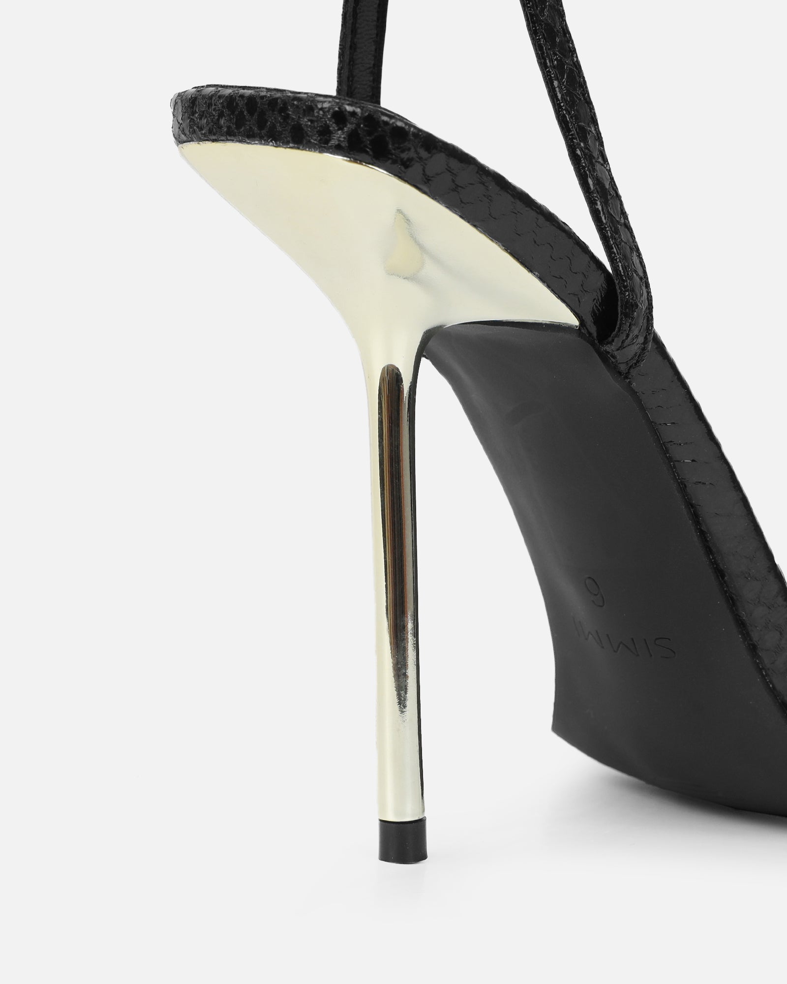 Perla Black Faux Snake Print Strappy Stiletto Heels | SIMMI London