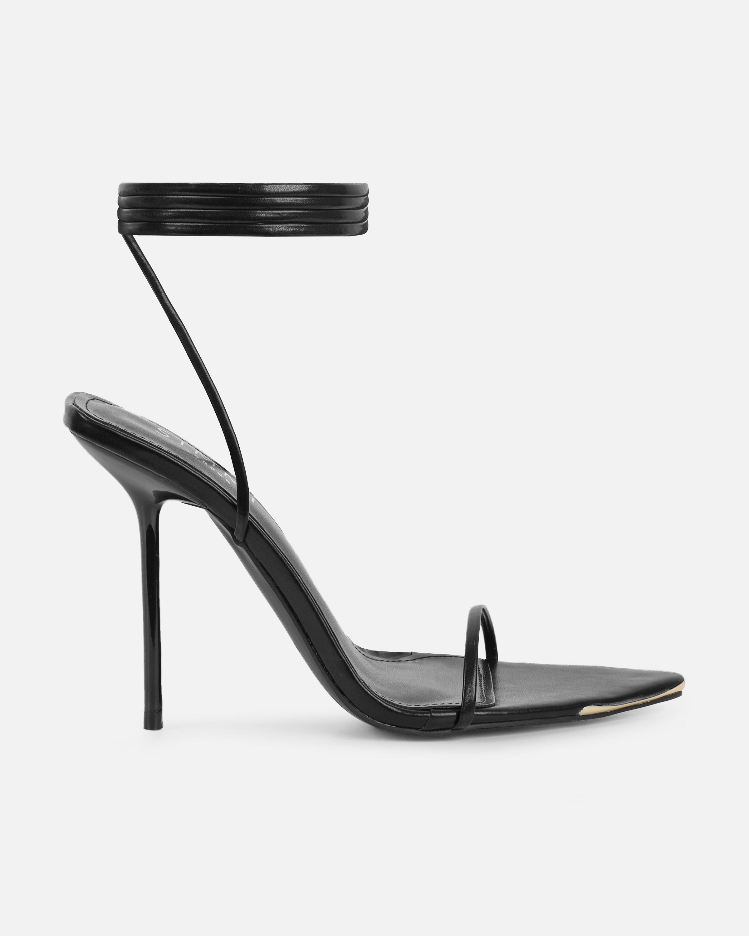 Delilahh Black Tie Up Stiletto Sandals | SIMMI London