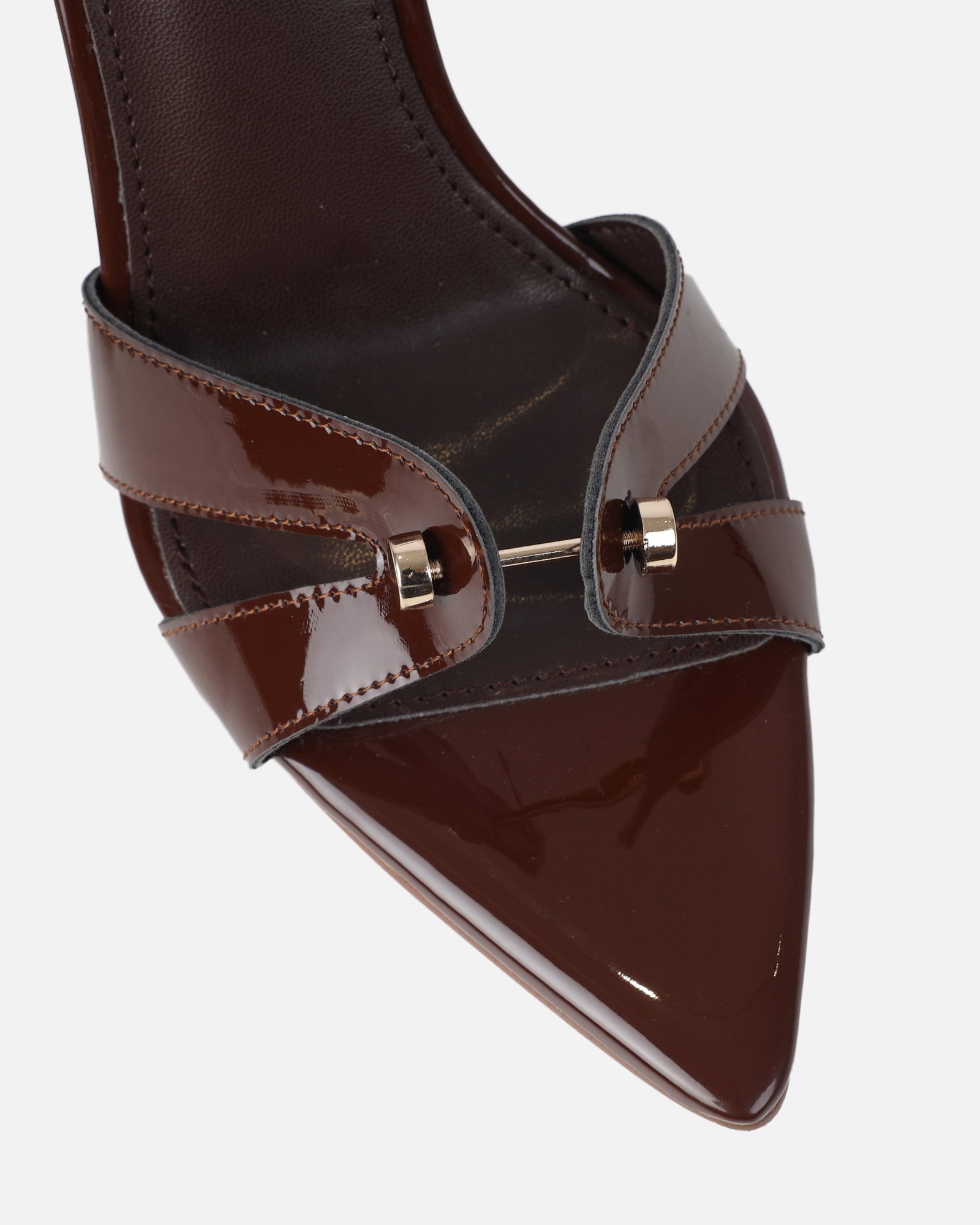 Ebby Chocolate Brown Patent Stiletto Heels | SIMMI London