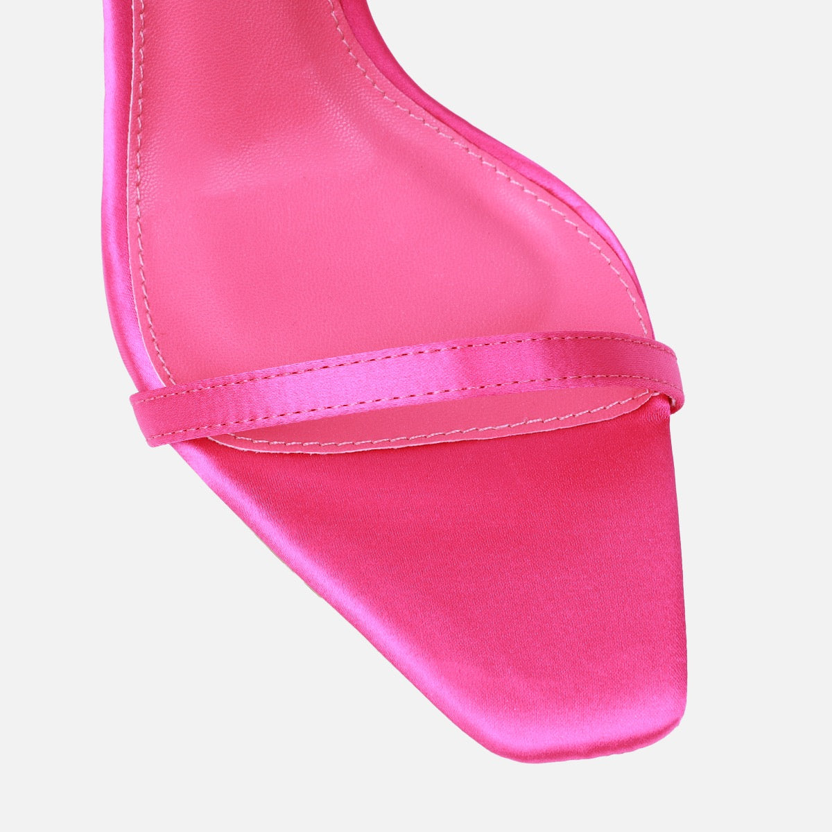 Plume Pink Satin Clear Fluffy Bow Heels | SIMMI London