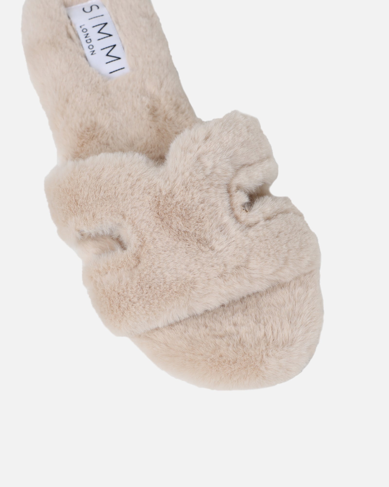 Polaris Beige Faux Fur Slippers | SIMMI London
