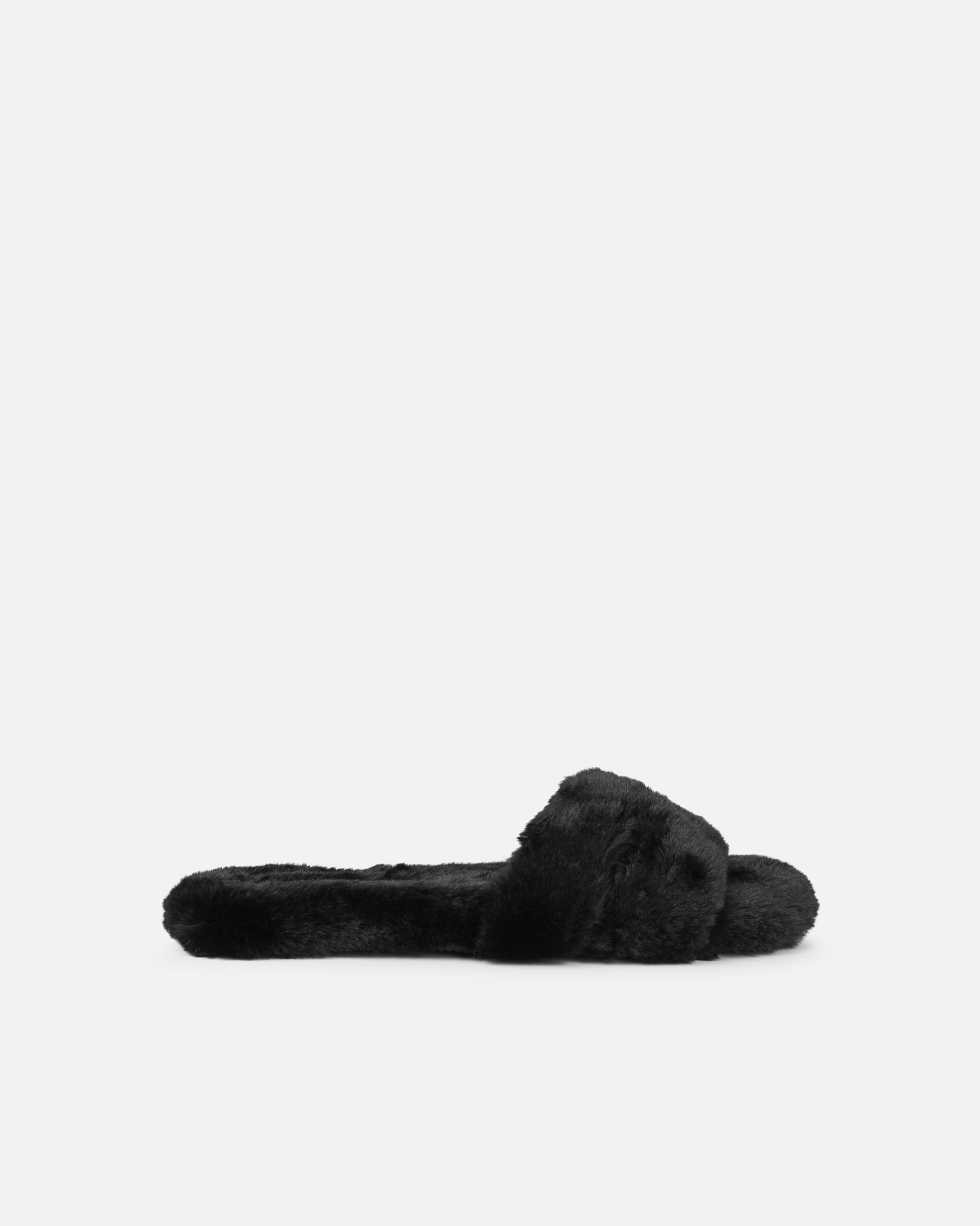 Polaris Black Faux Fur Slippers | SIMMI London