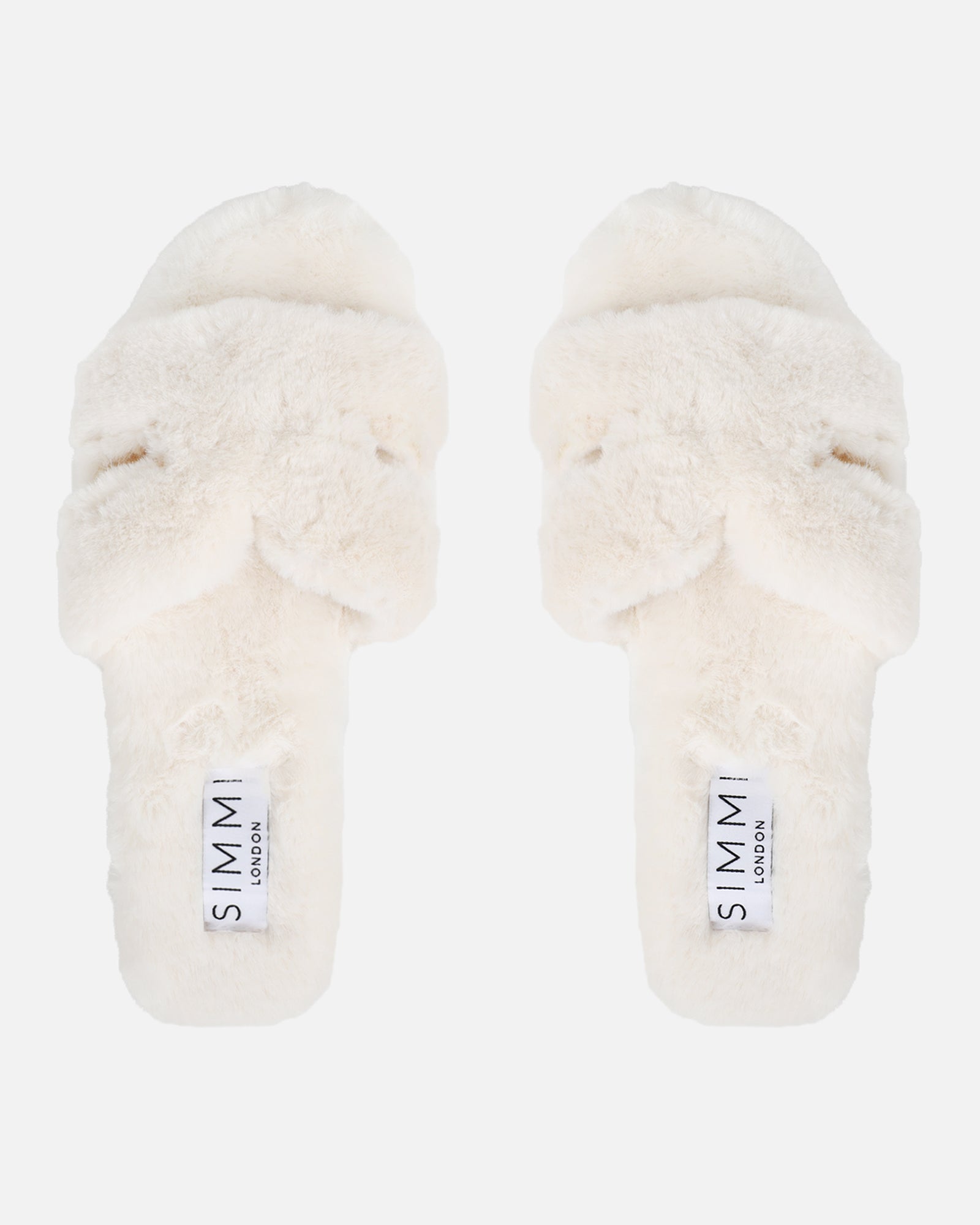 Polaris Cream Faux Fur Slippers | SIMMI London