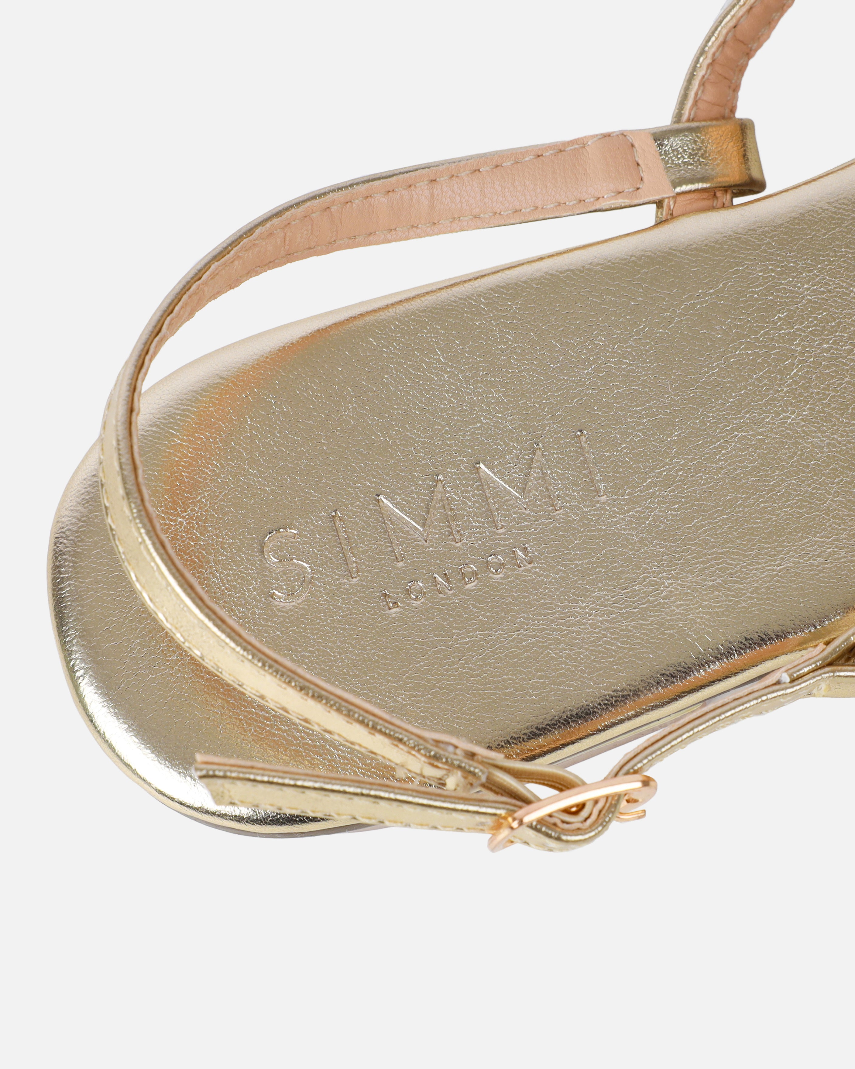 Praire Gold Diamante Toe Thong Flat Sandals | SIMMI London