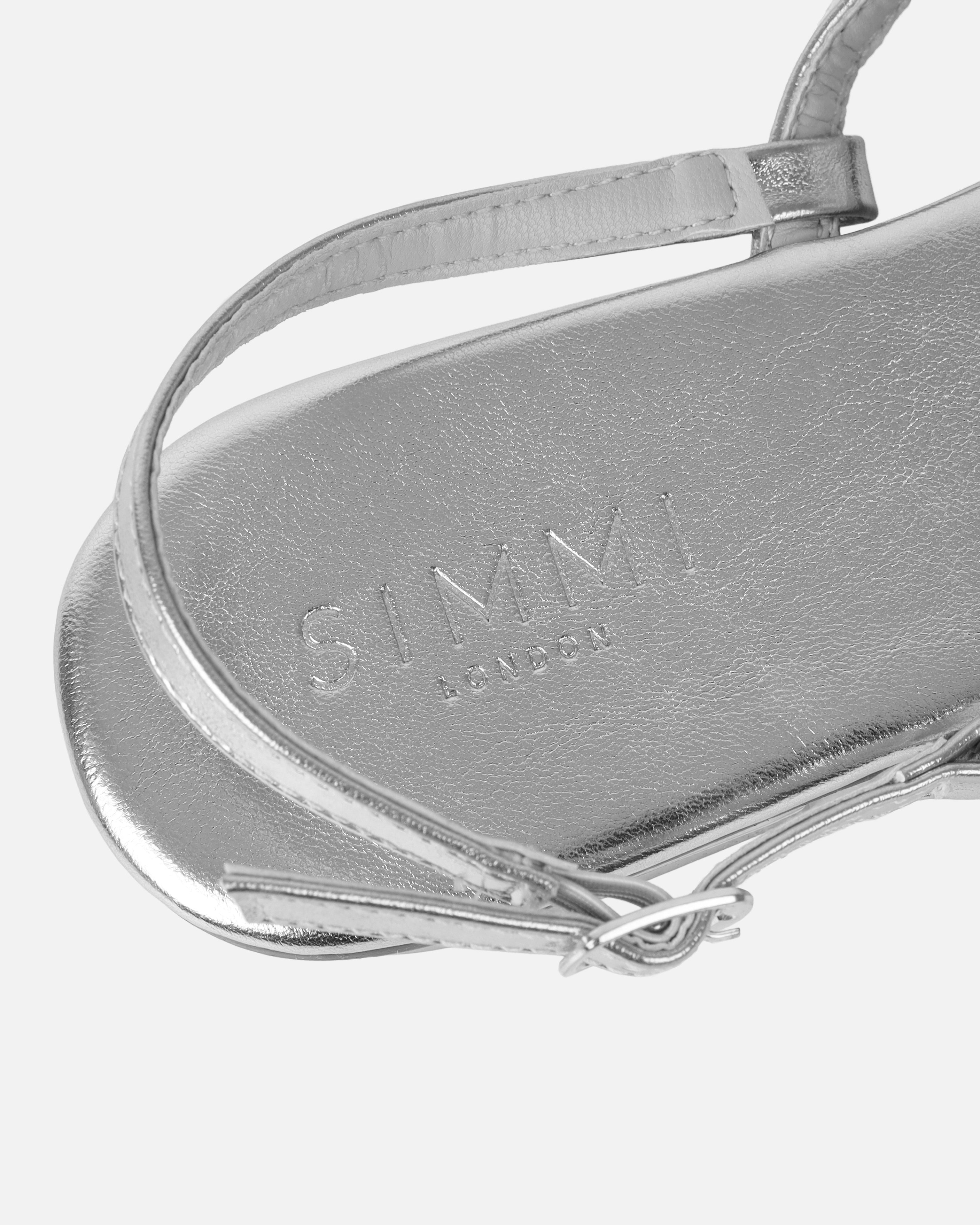 Praire Silver Diamante Toe Thong Flat Sandals | SIMMI London