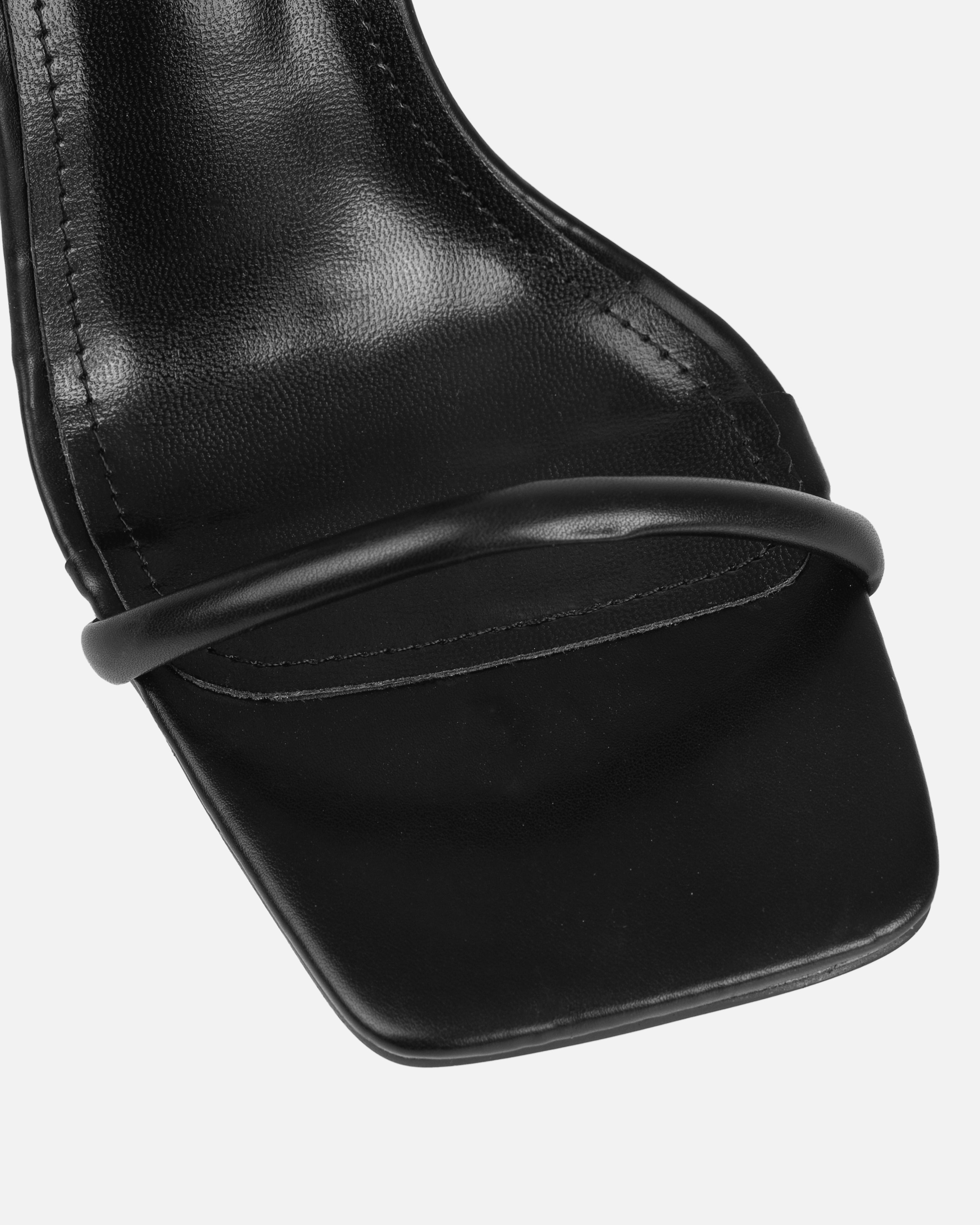 Pretti Black Strappy Square Toe Diamante Heels | SIMMI London