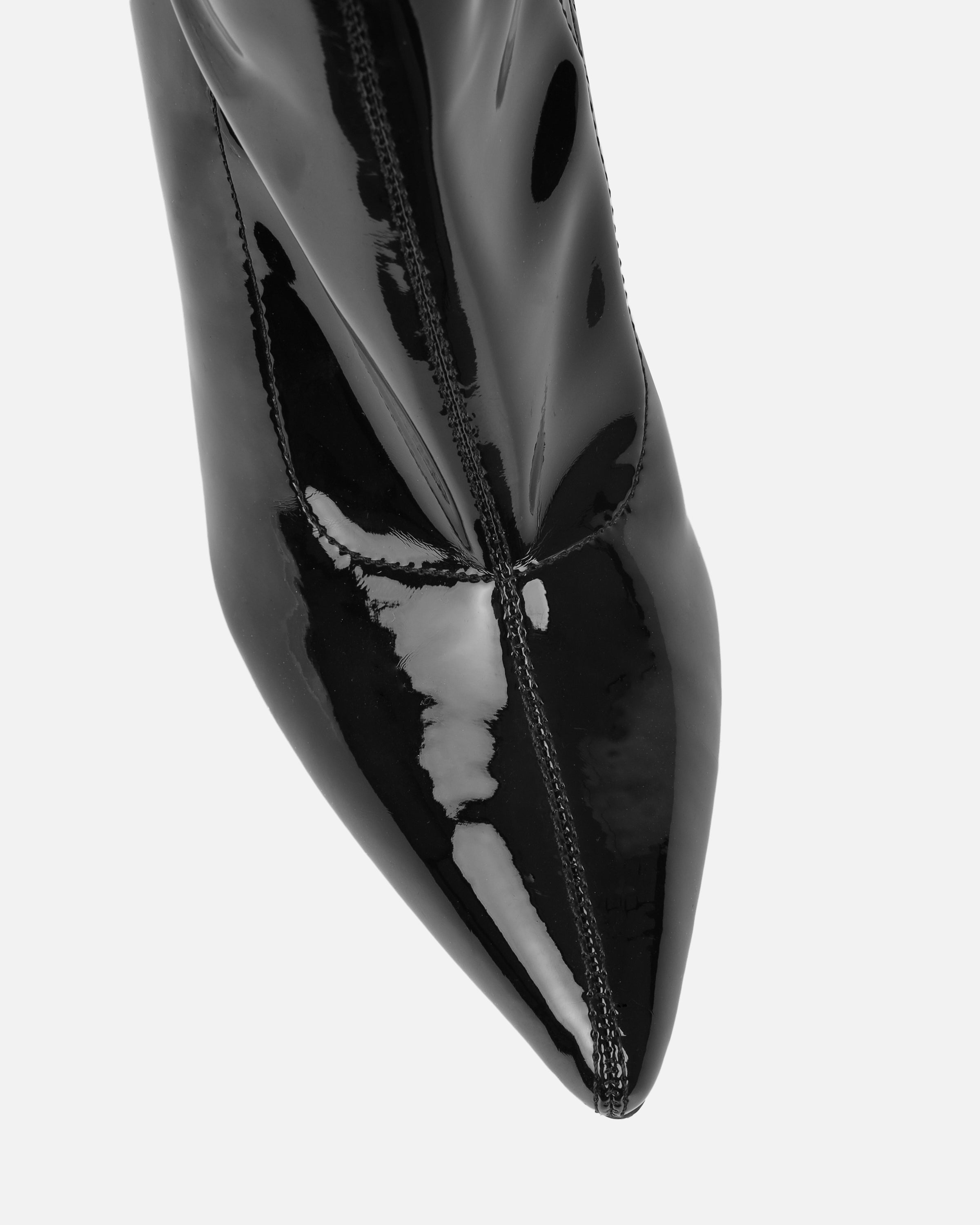 Prince Black Patent High Heeled Pointed Toe Sock Boots | SIMMI London