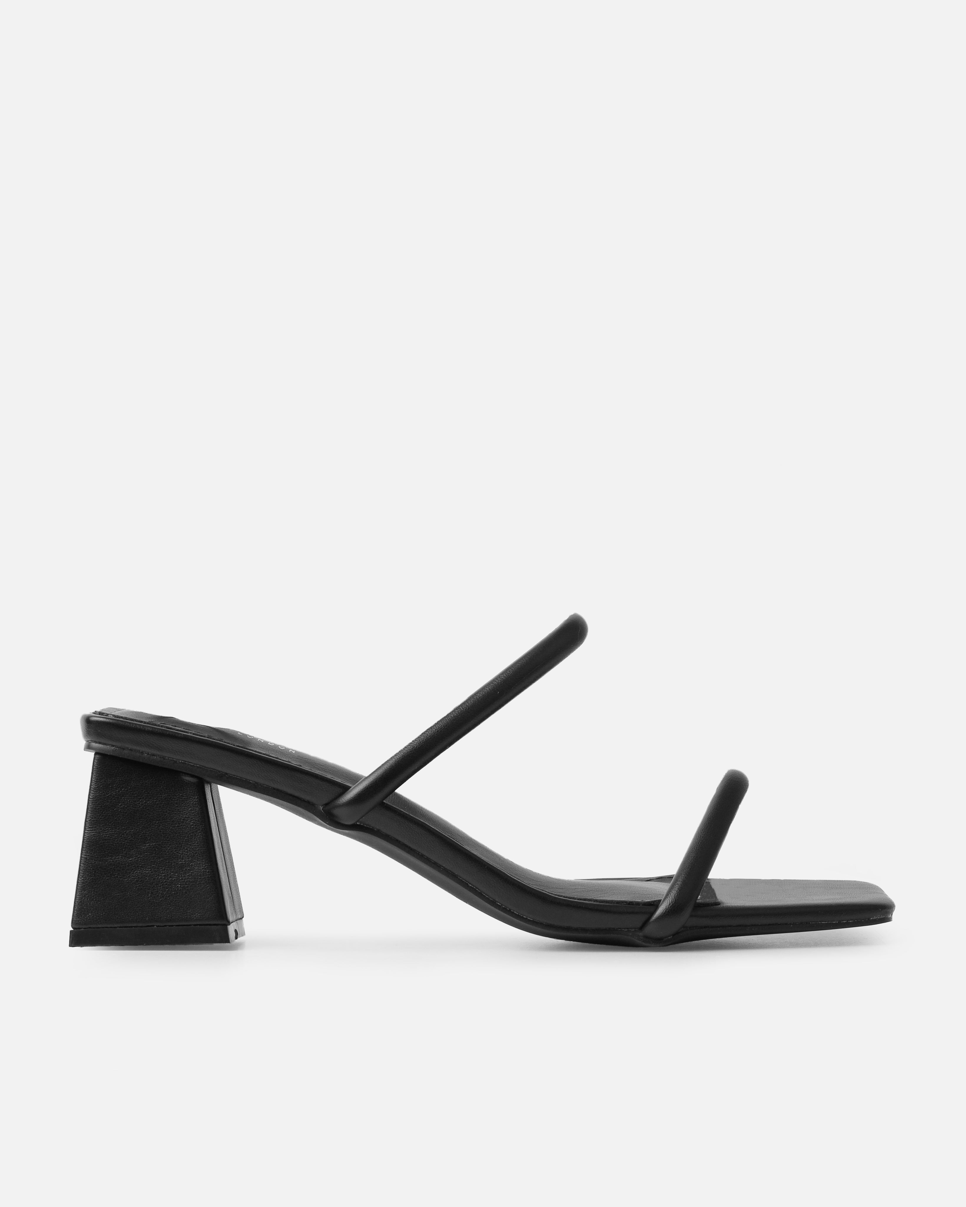 Prissy Black Block Mid Heel Mules | SIMMI London
