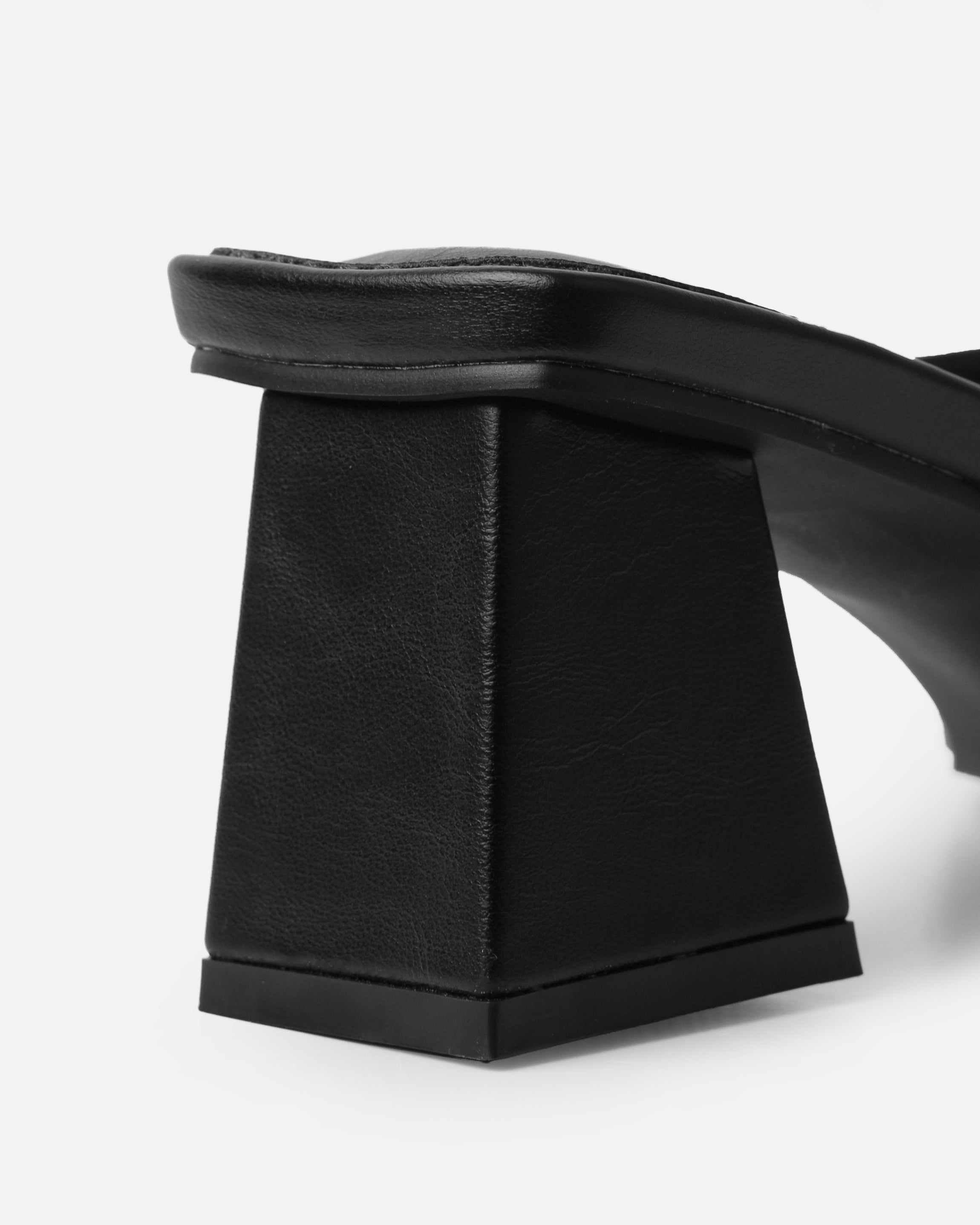 Prissy Black Block Mid Heel Mules | SIMMI London