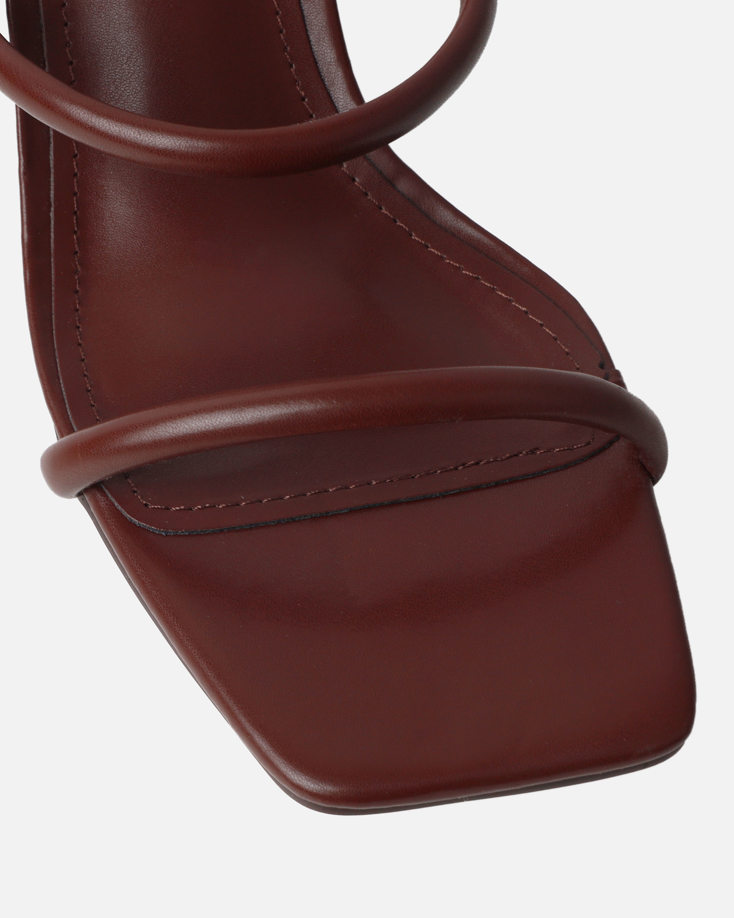 Prissy Chocolate Block Mid Heel Mules | SIMMI London