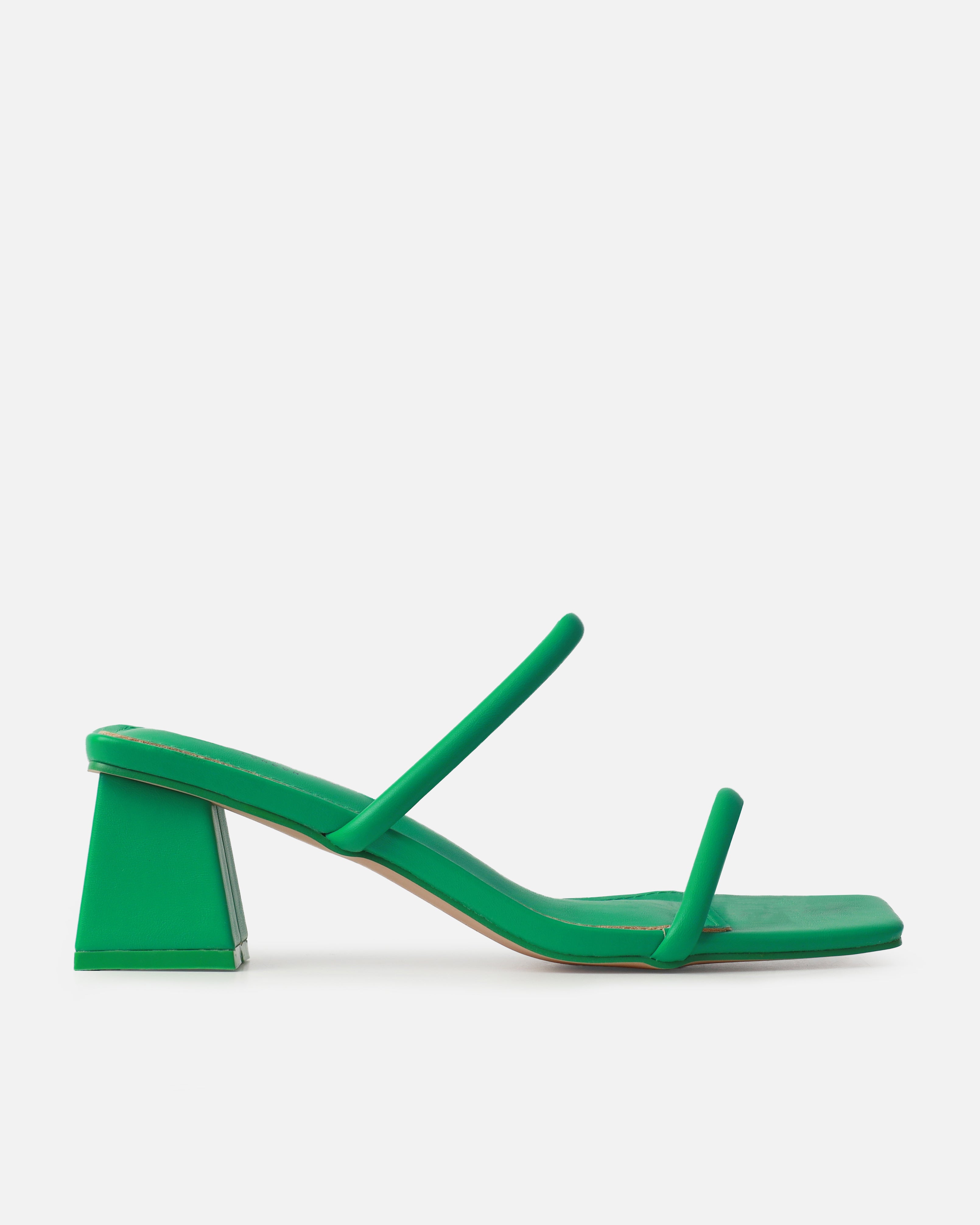 Prissy Green Block Mid Heel Mules | SIMMI London