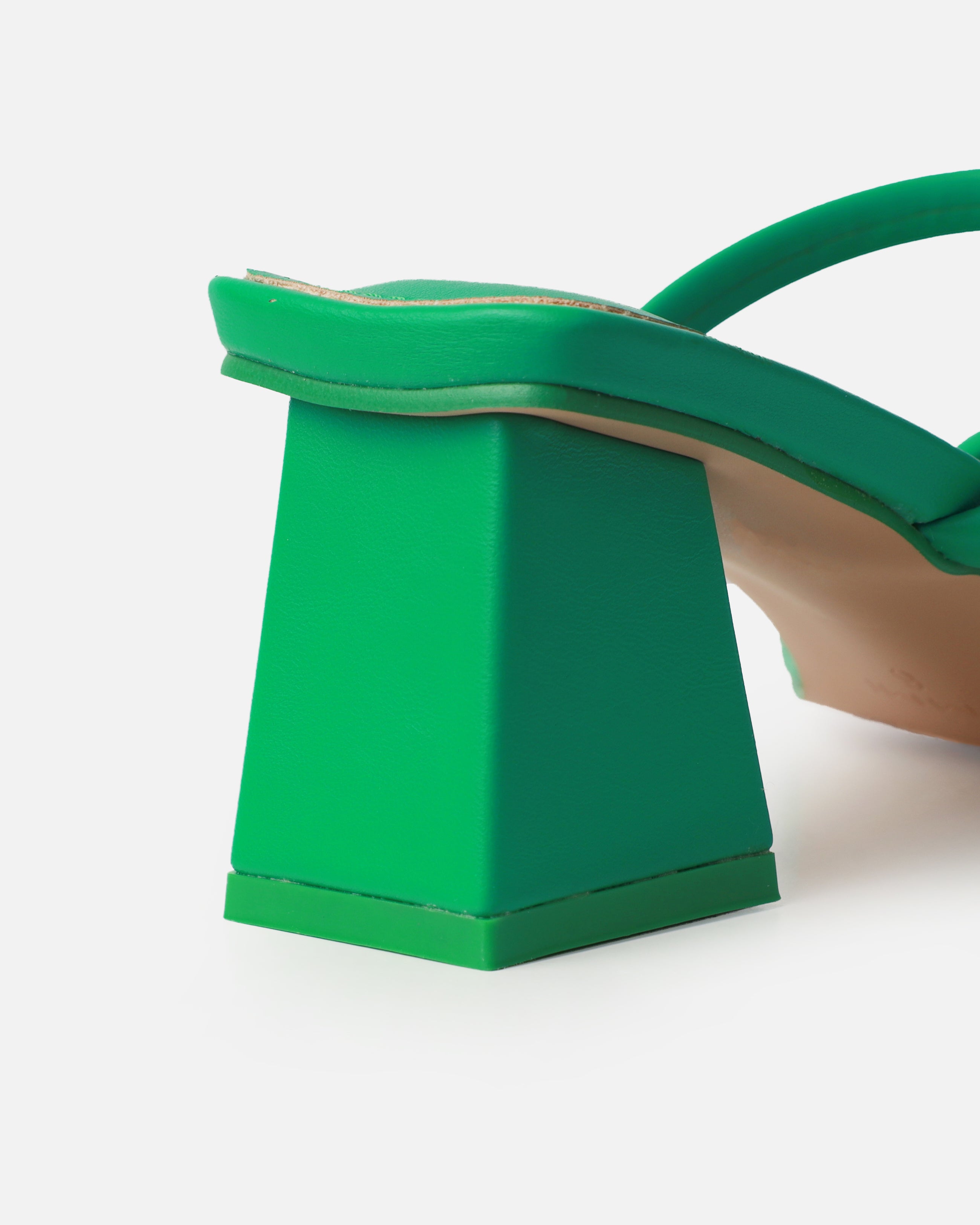 Prissy Green Block Mid Heel Mules | SIMMI London
