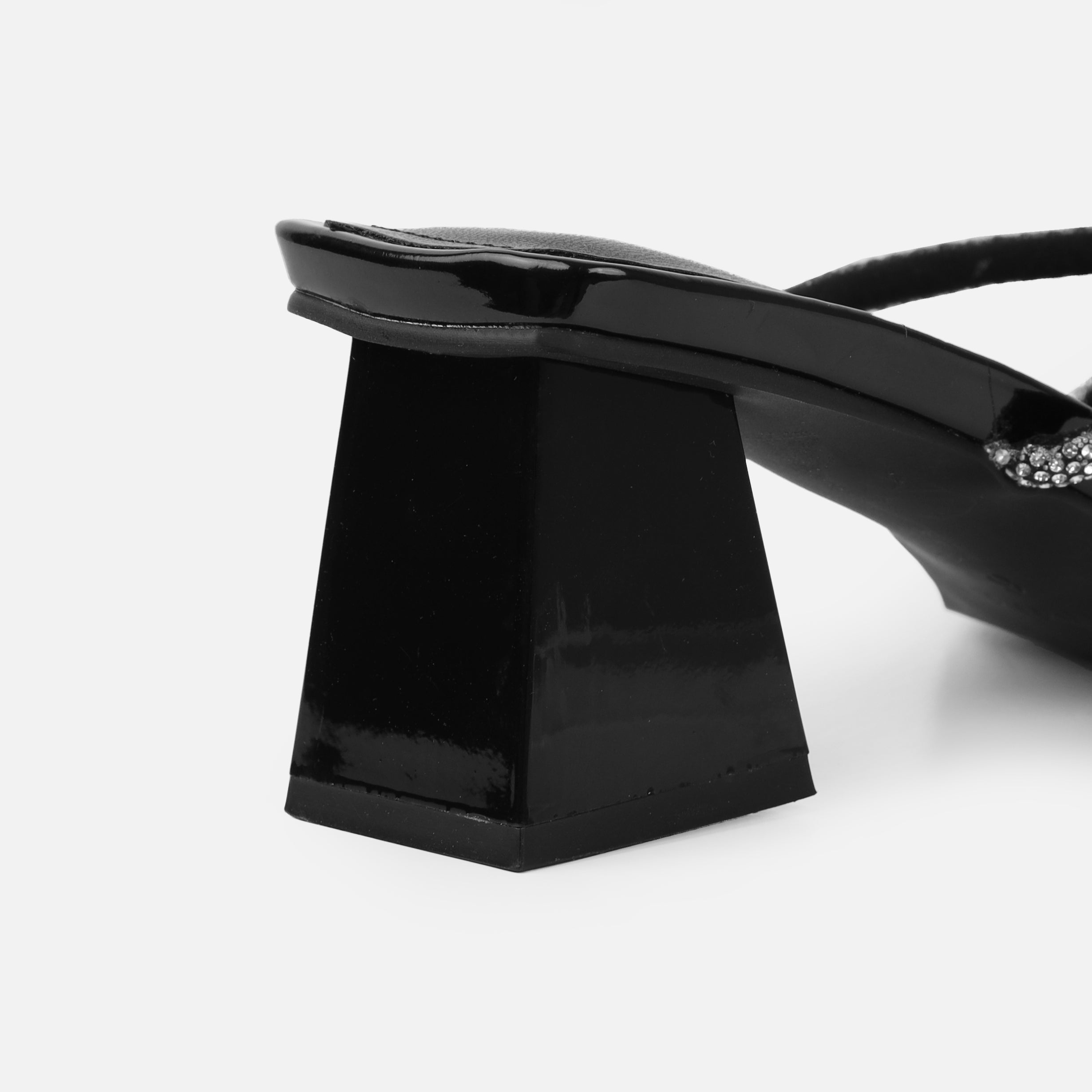 Hera Wide Fit Black Diamante Low Block Heels | SIMMI London