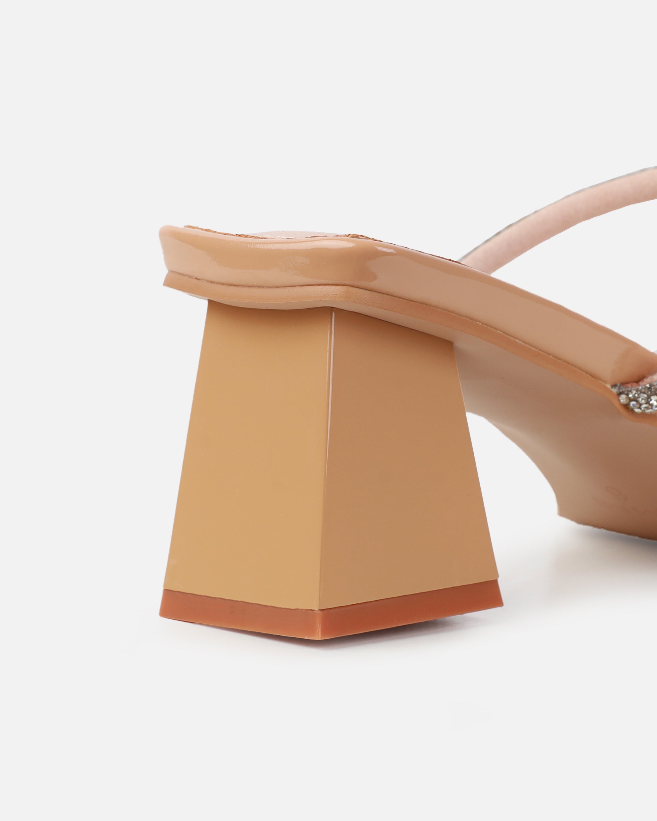 Hera Nude Diamante Block Mid Heel Mules | SIMMI London