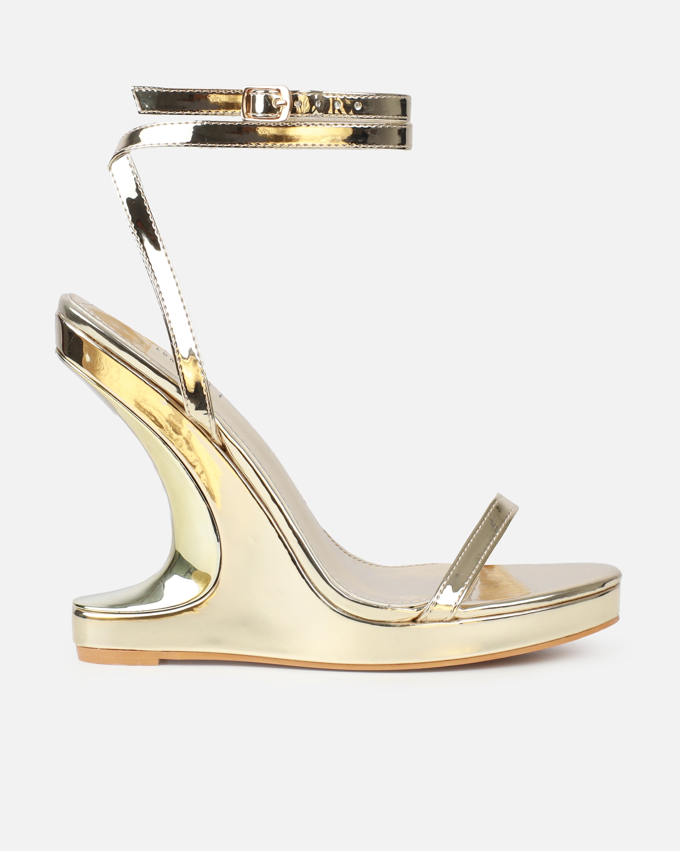 Priya Gold Metallic Strappy Wedges | SIMMI London