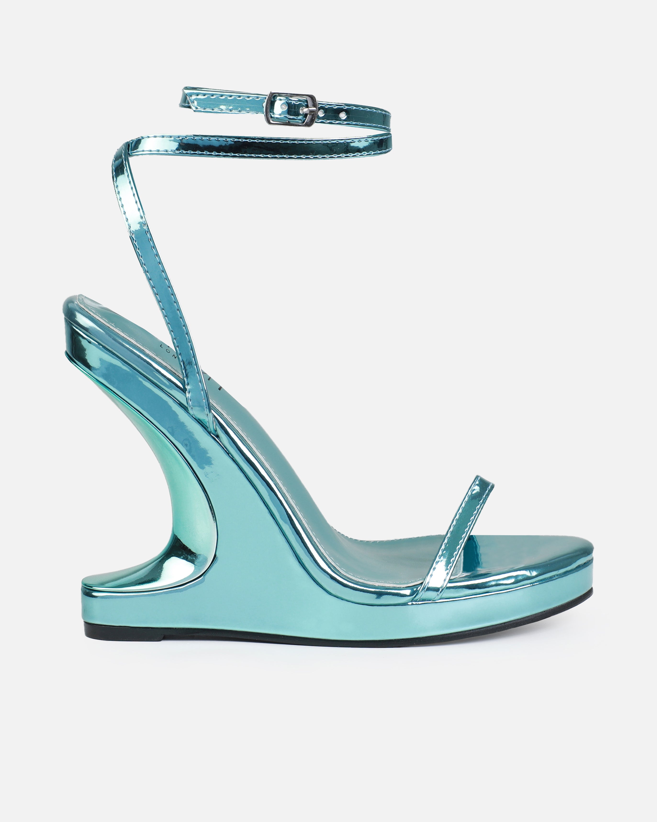 Priya Baby Blue Patent Strappy Wedges | SIMMI London