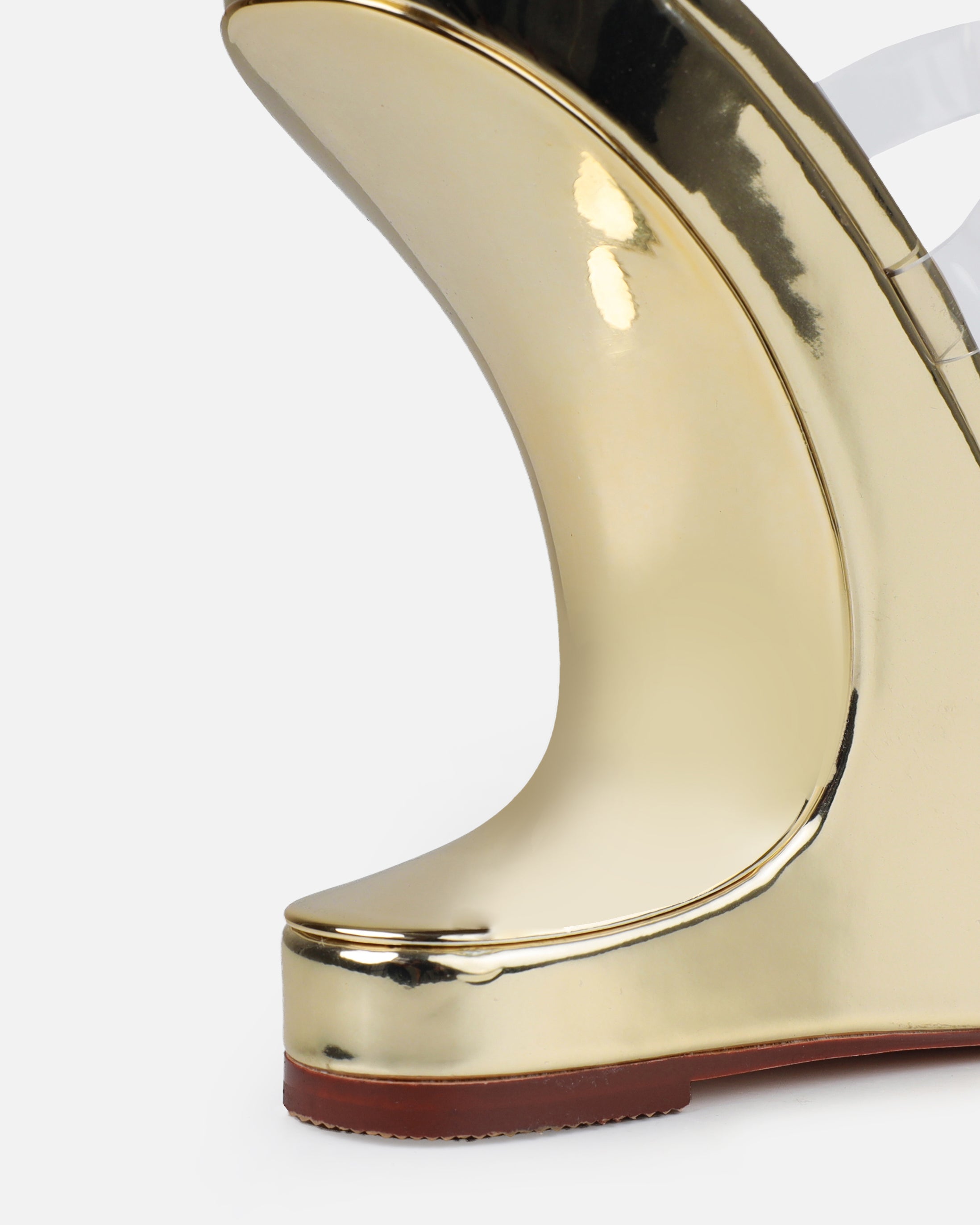 Esma Gold Clear Diamante Wedges | SIMMI London