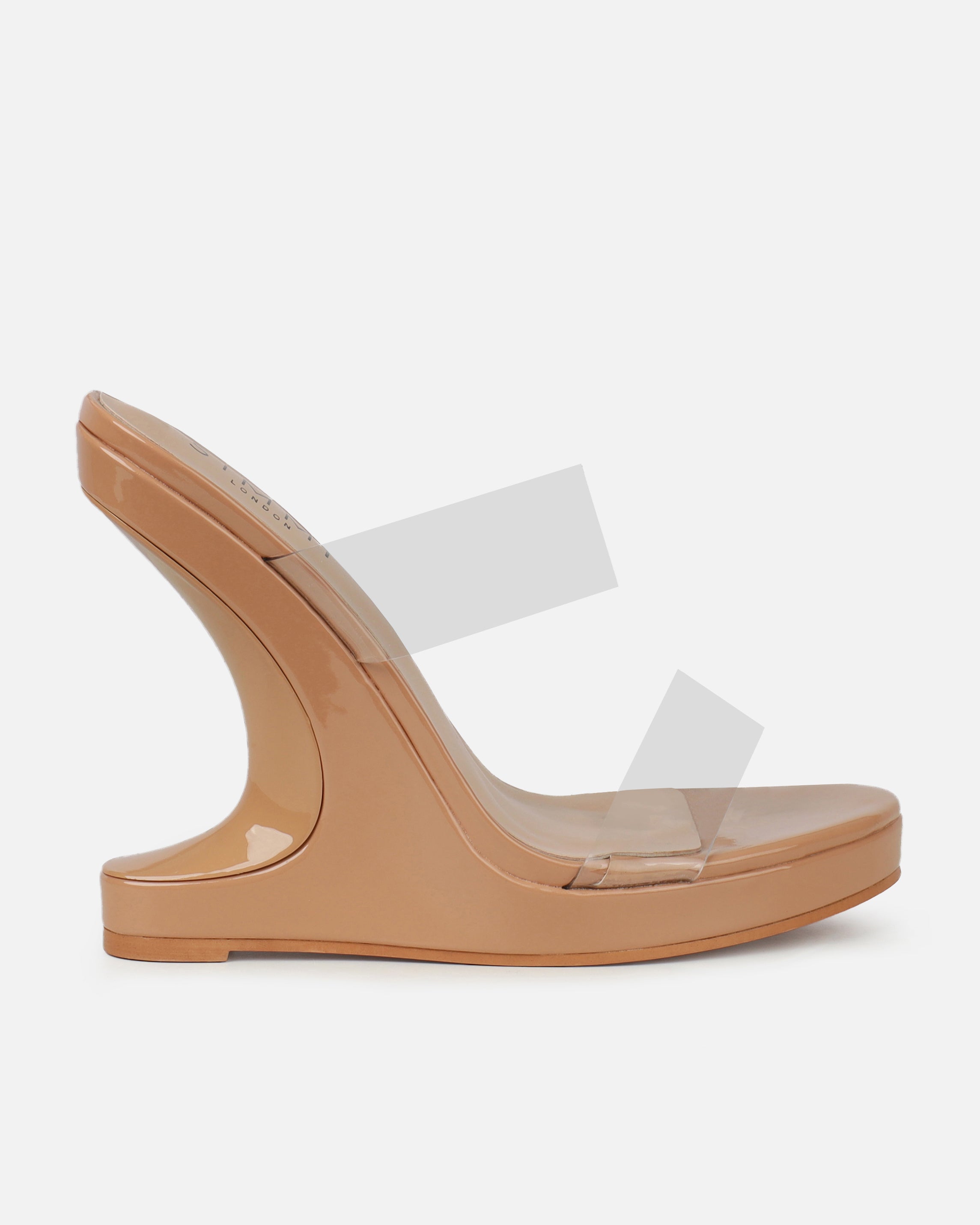 Prita Nude Clear Strappy Wedge Mules | SIMMI London