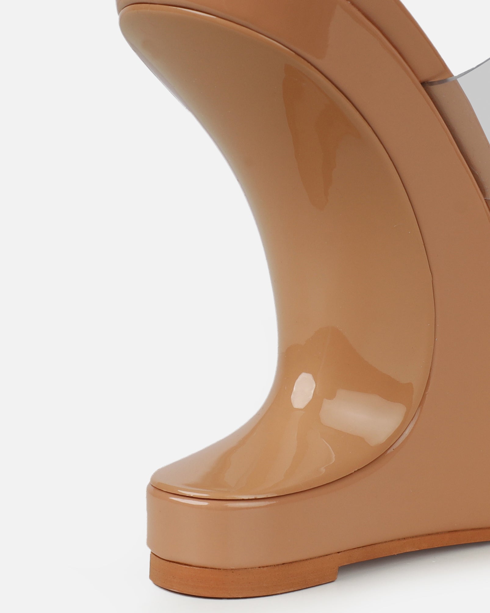 Prita Nude Clear Strappy Wedge Mules | SIMMI London