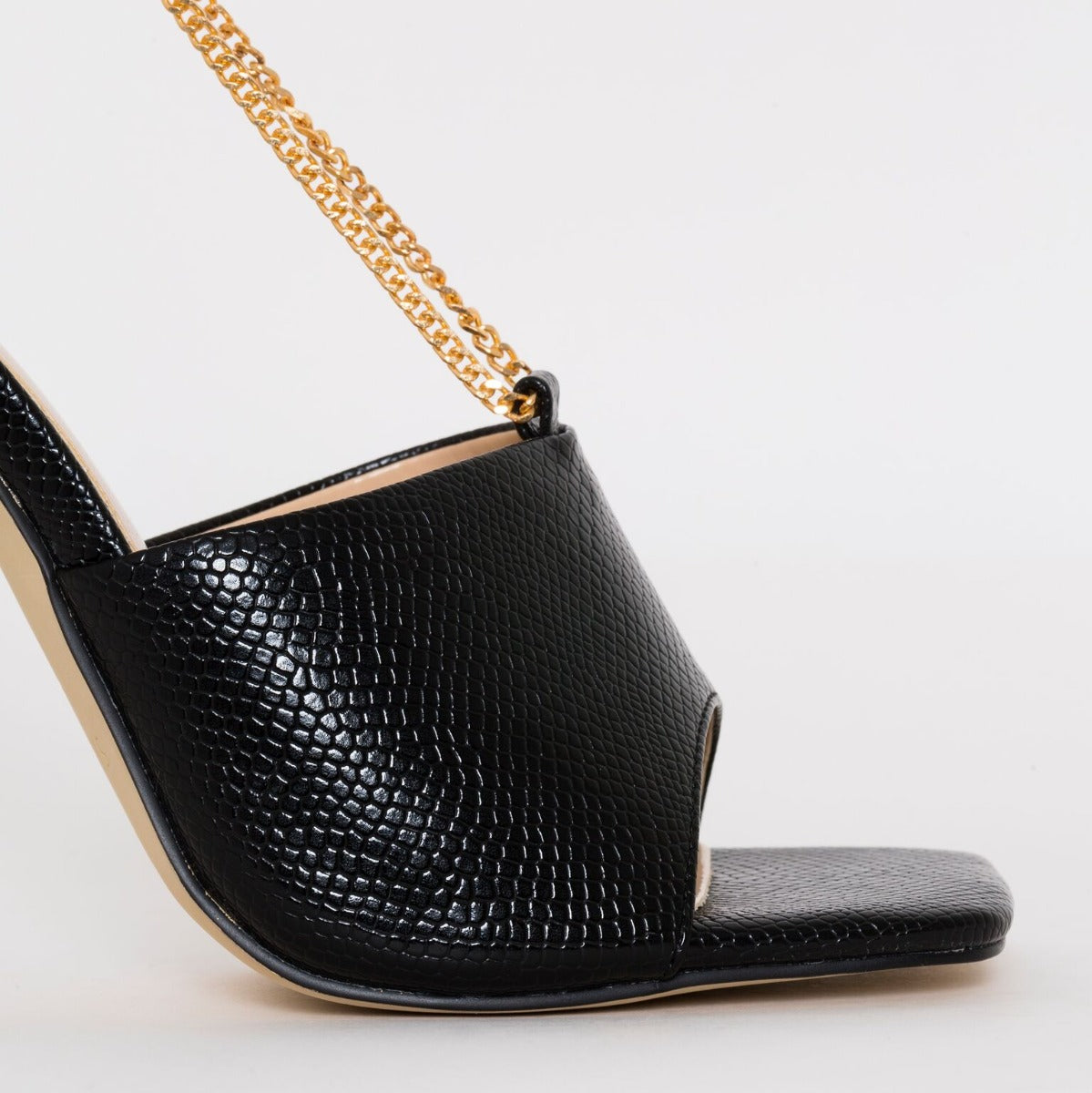 SIMMI SHOES / JAMILA BLACK SNAKE PRINT STILETTO MULES