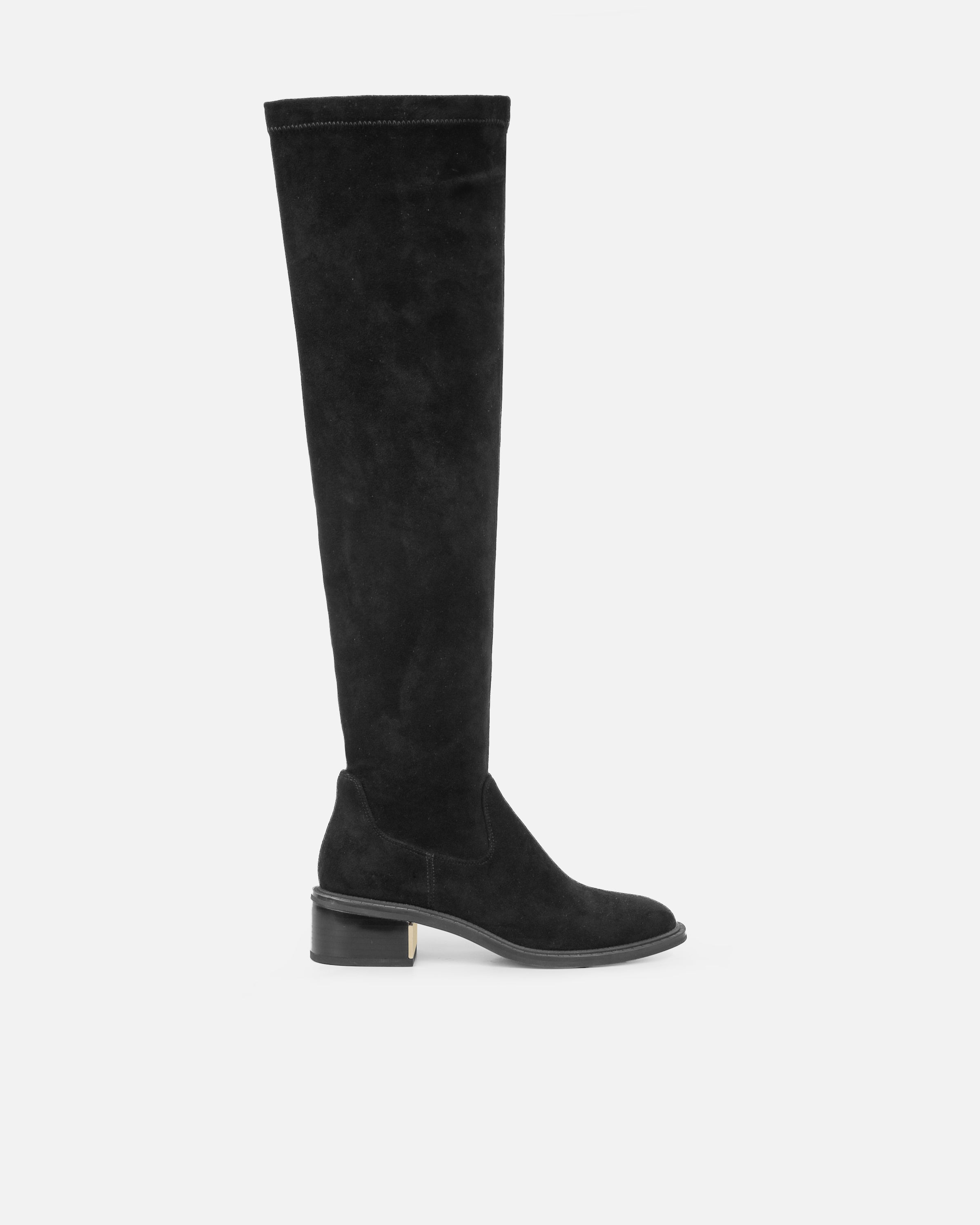 Quincey Black Faux Suede Over The Knee Boots | SIMMI London