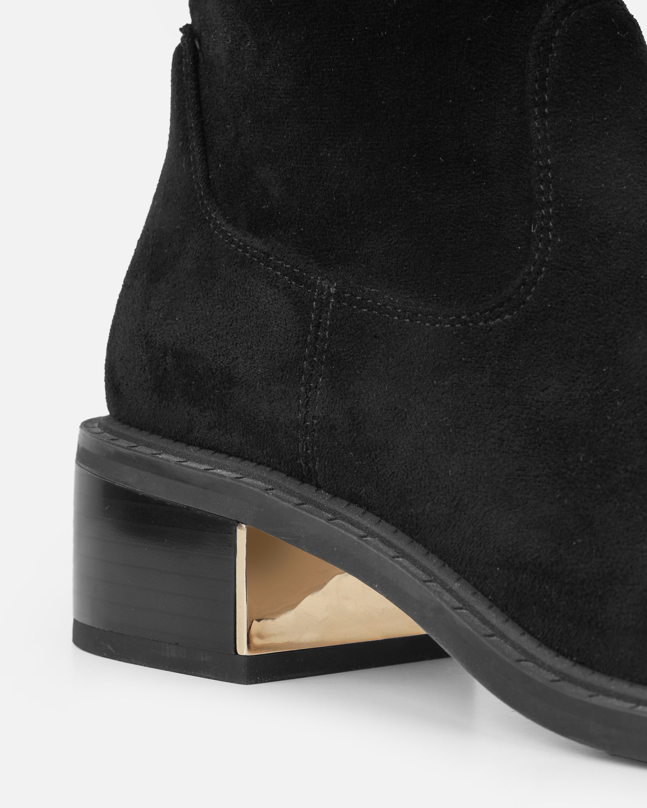 Quincey Black Faux Suede Over The Knee Boots | SIMMI London