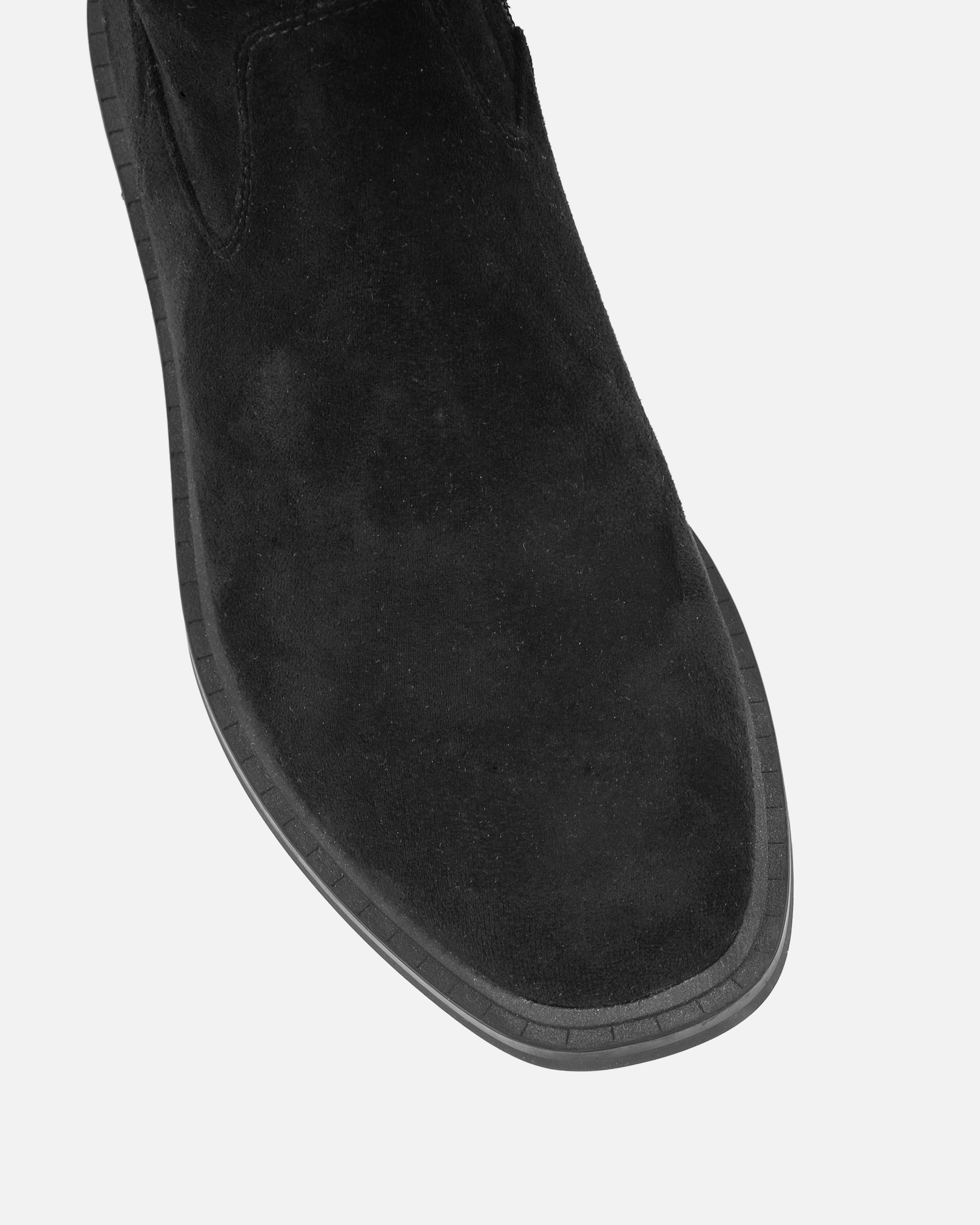 Quincey Black Faux Suede Over The Knee Boots | SIMMI London