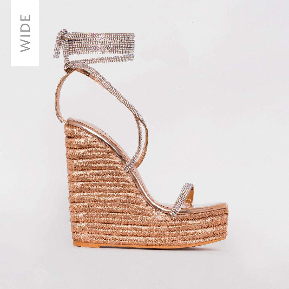 SIMMI SHOES / CIARA WIDE FIT ROSE GOLD ESPADRILLE WEDGES