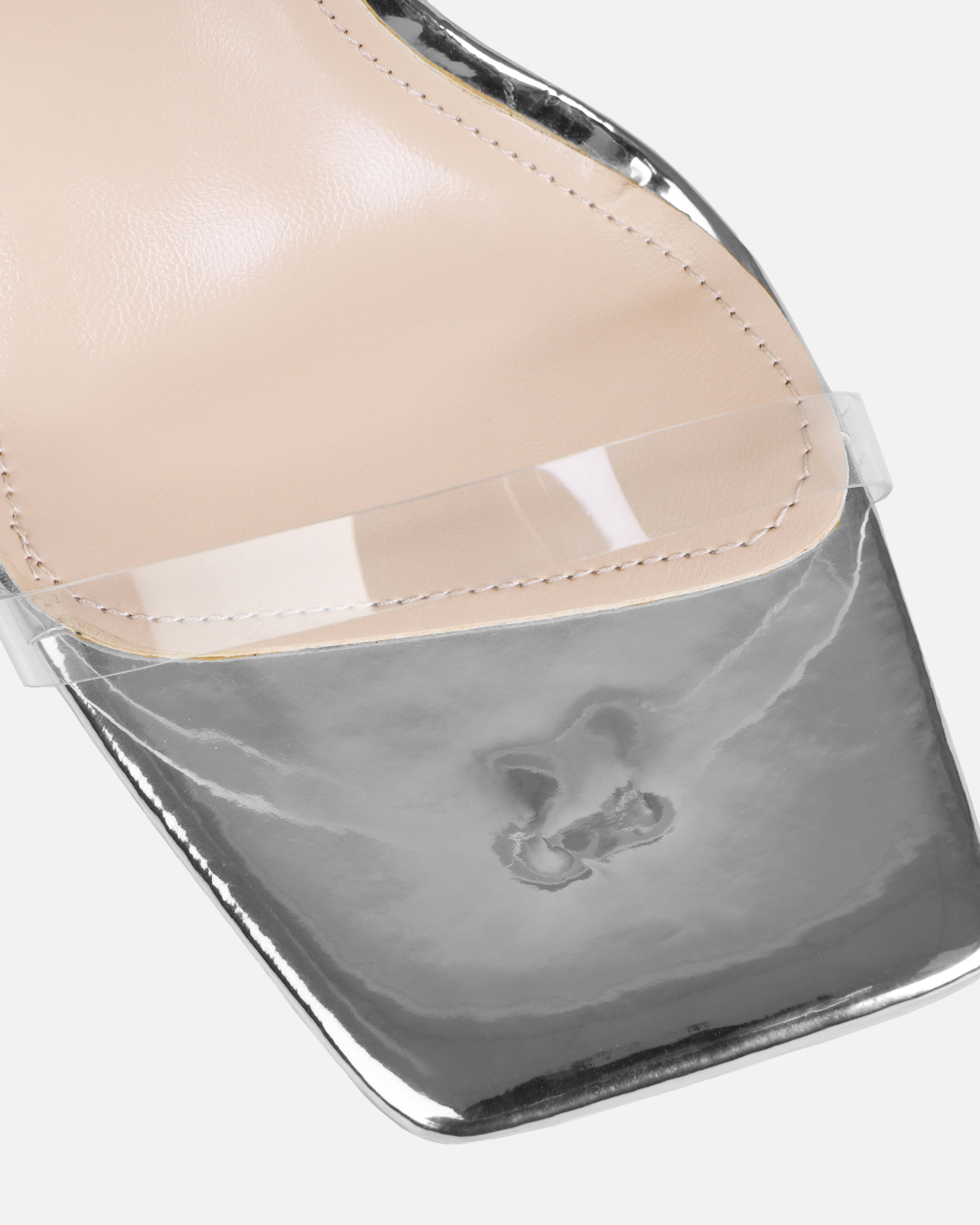 Suvi Silver Clear Gem Stiletto Heels | SIMMI London