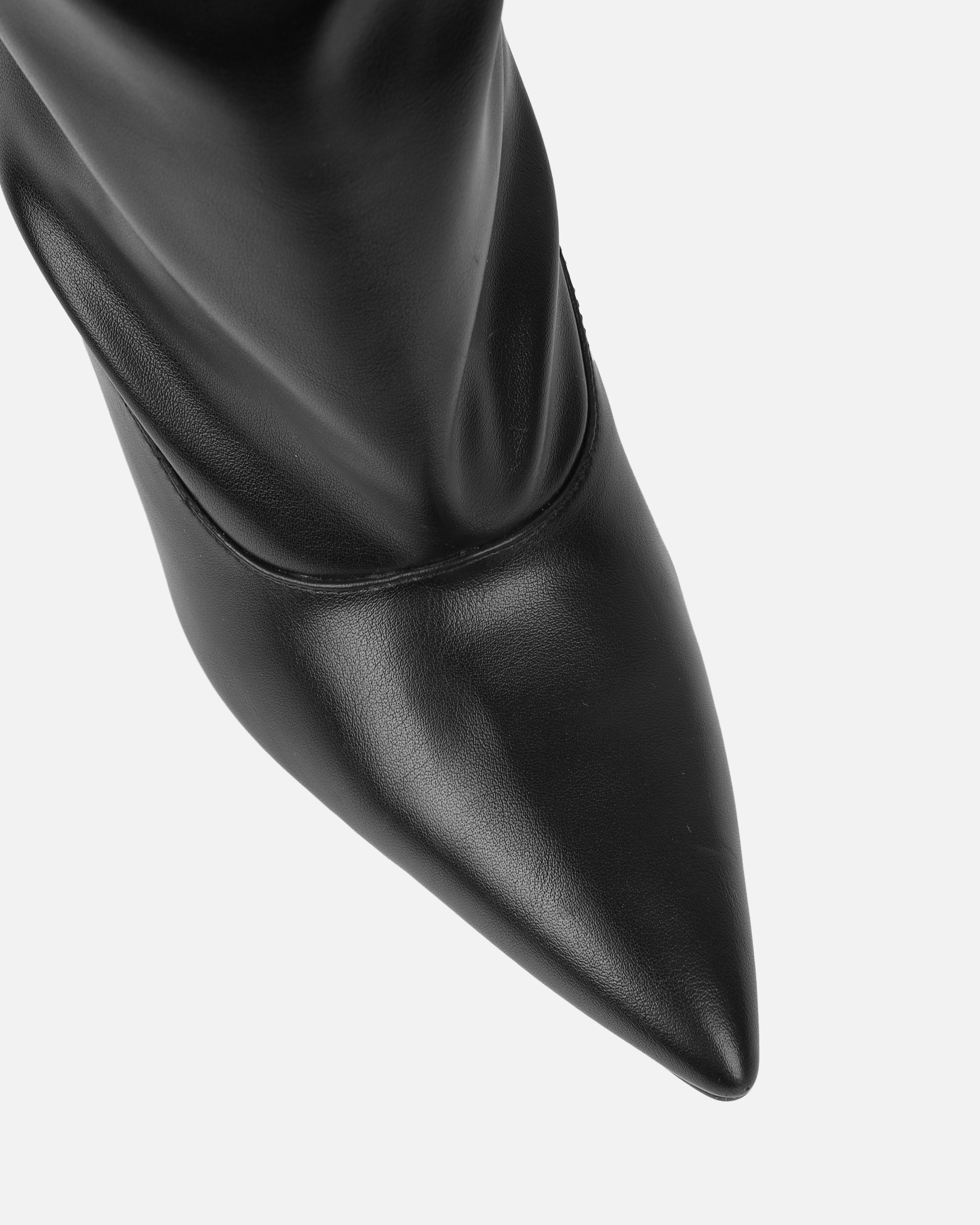 Rami Black Ruched Stiletto Knee High Boots | SIMMI London