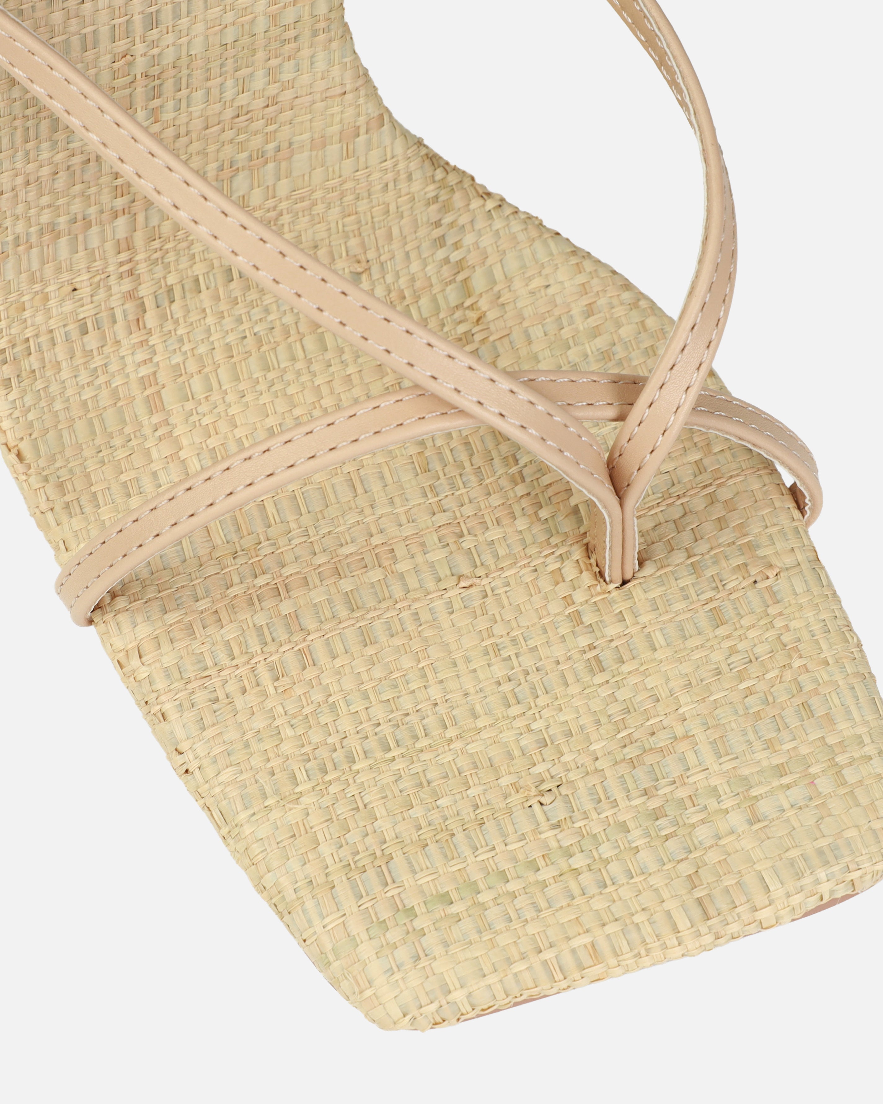 Tasha Ghouri Ratana Natural Raffia Toe Thong Heels | SIMMI London