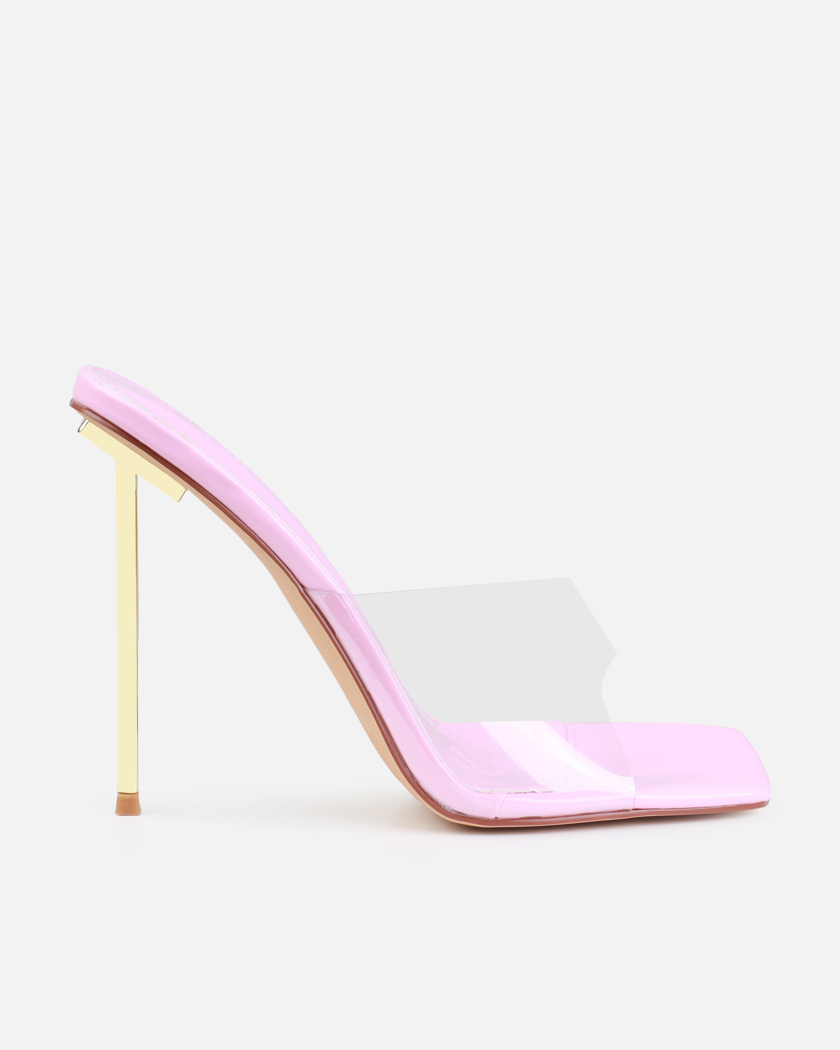 Raye Pink Clear Square Toe Stiletto Mules | SIMMI London