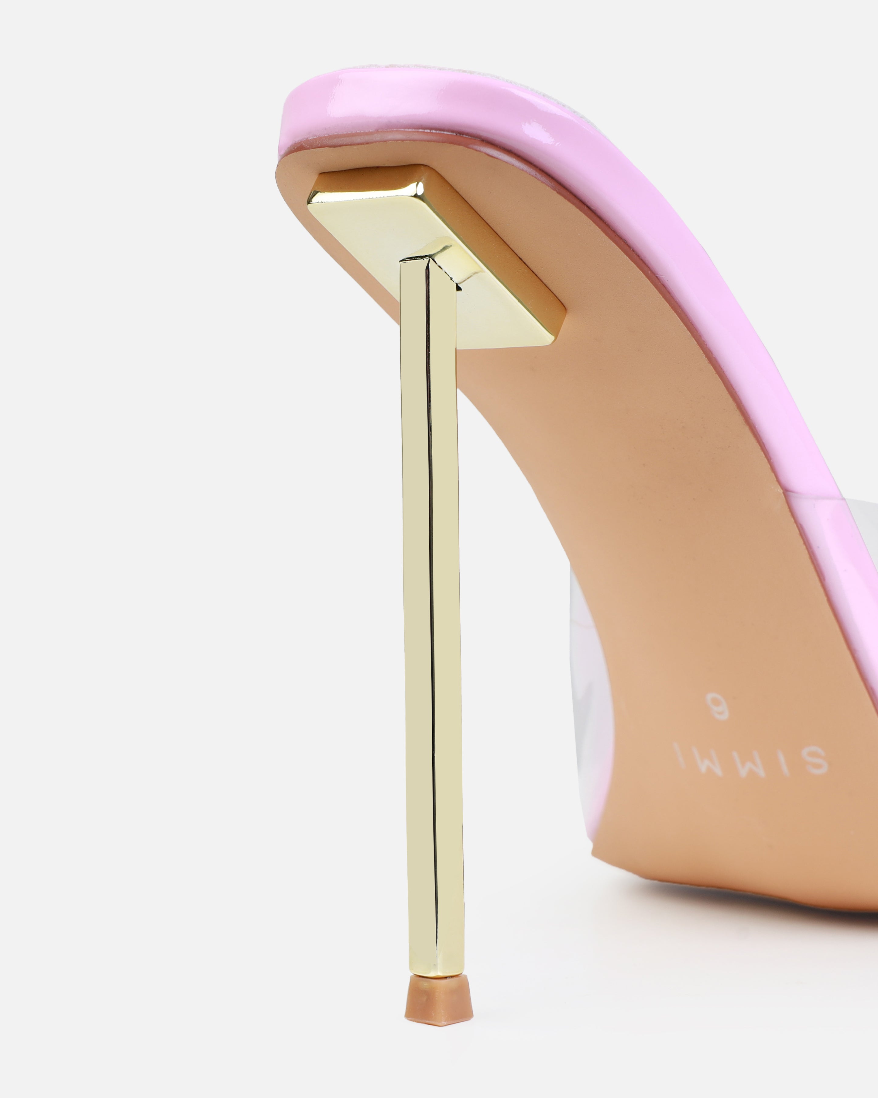 Raye Pink Clear Square Toe Stiletto Mules | SIMMI London