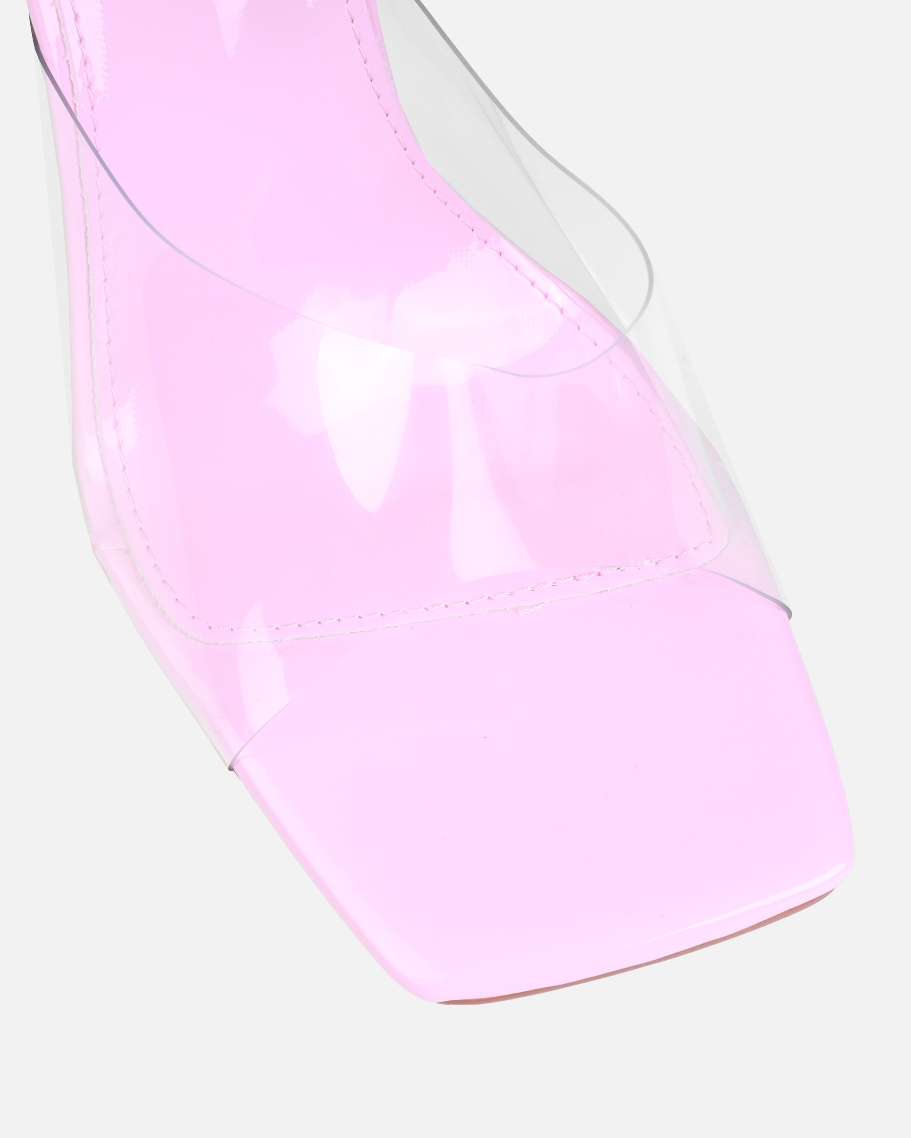 Raye Pink Clear Square Toe Stiletto Mules | SIMMI London