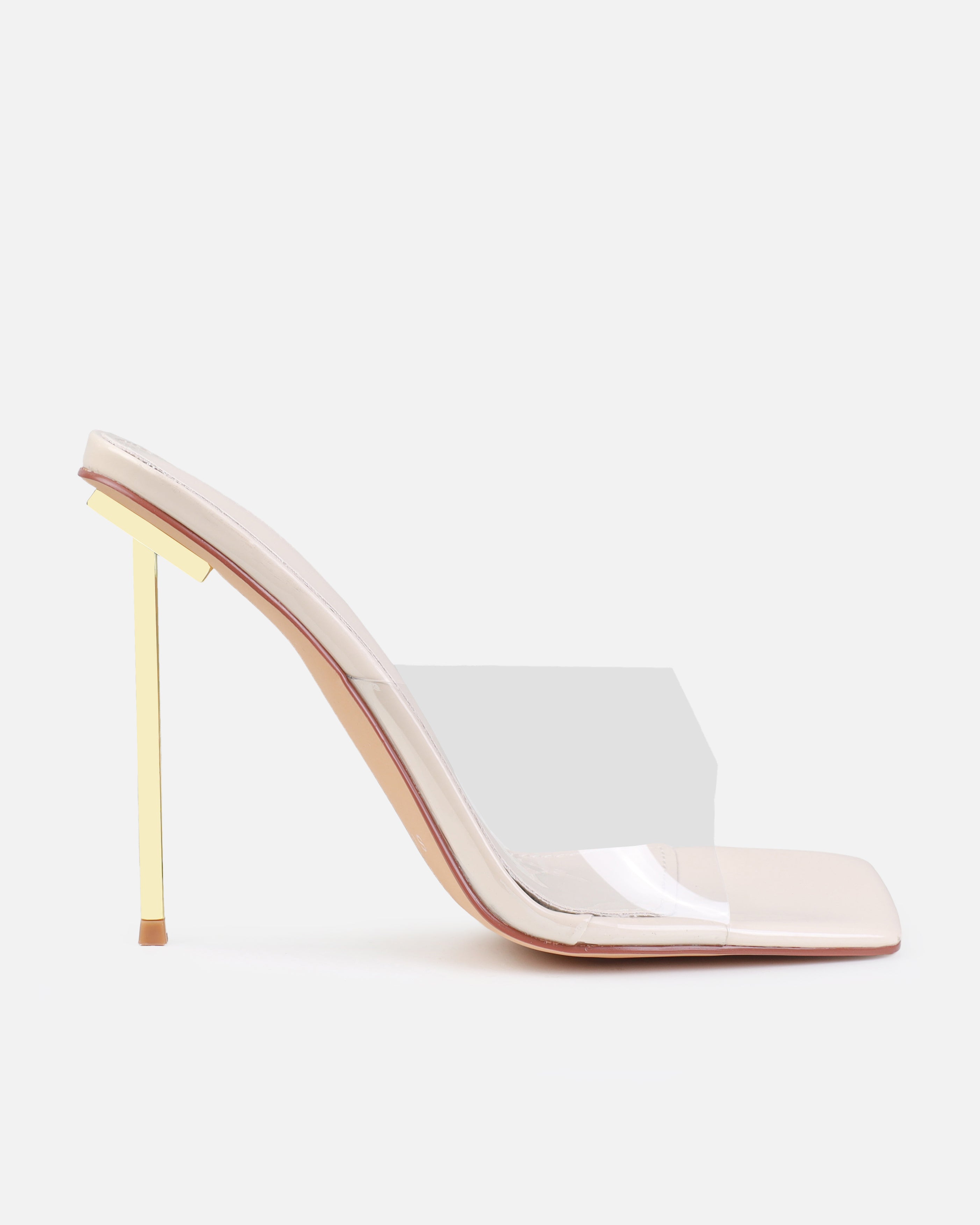 Raye Stone Clear Square Toe Stiletto Mules | SIMMI London