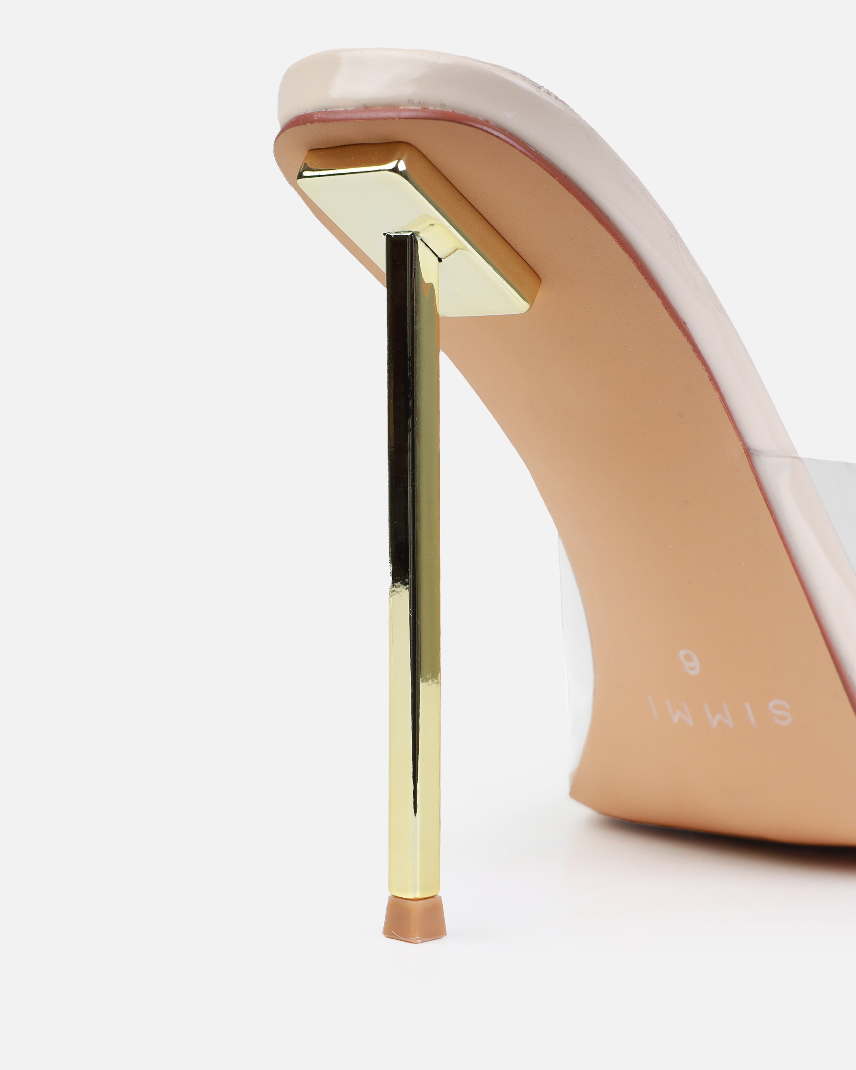 Raye Stone Clear Square Toe Stiletto Mules | SIMMI London