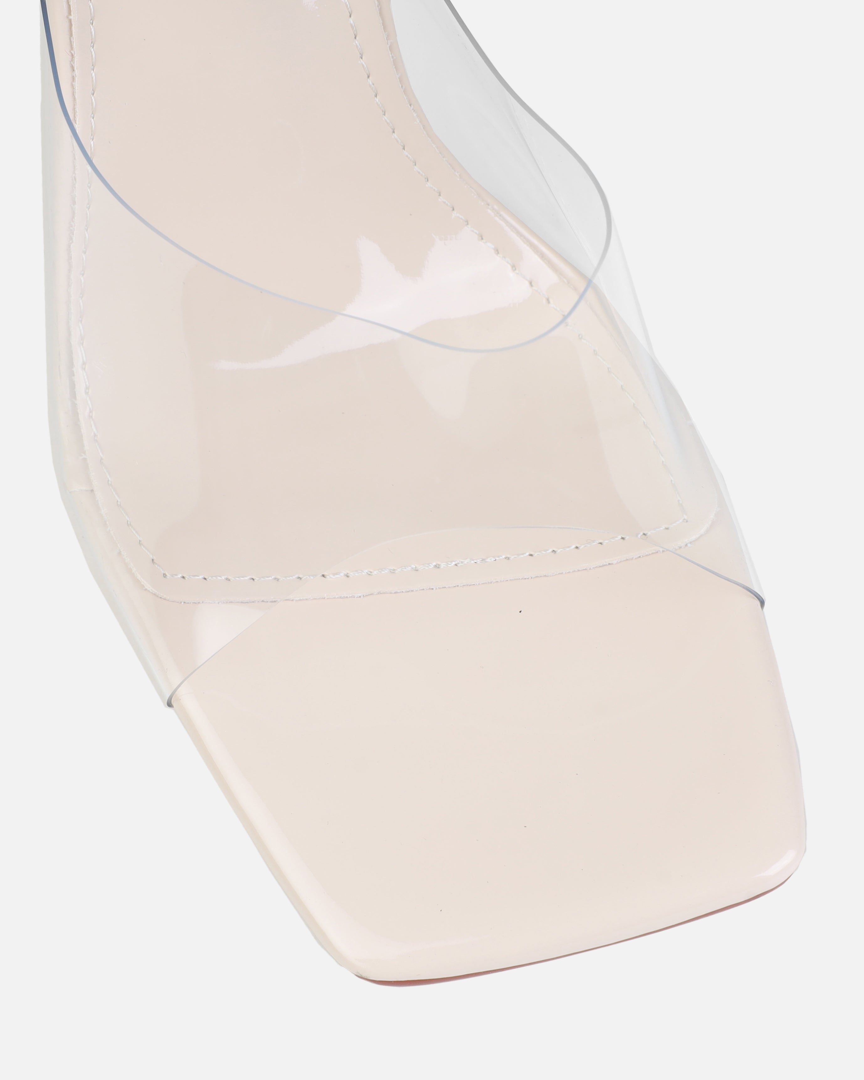 Raye Stone Clear Square Toe Stiletto Mules | SIMMI London