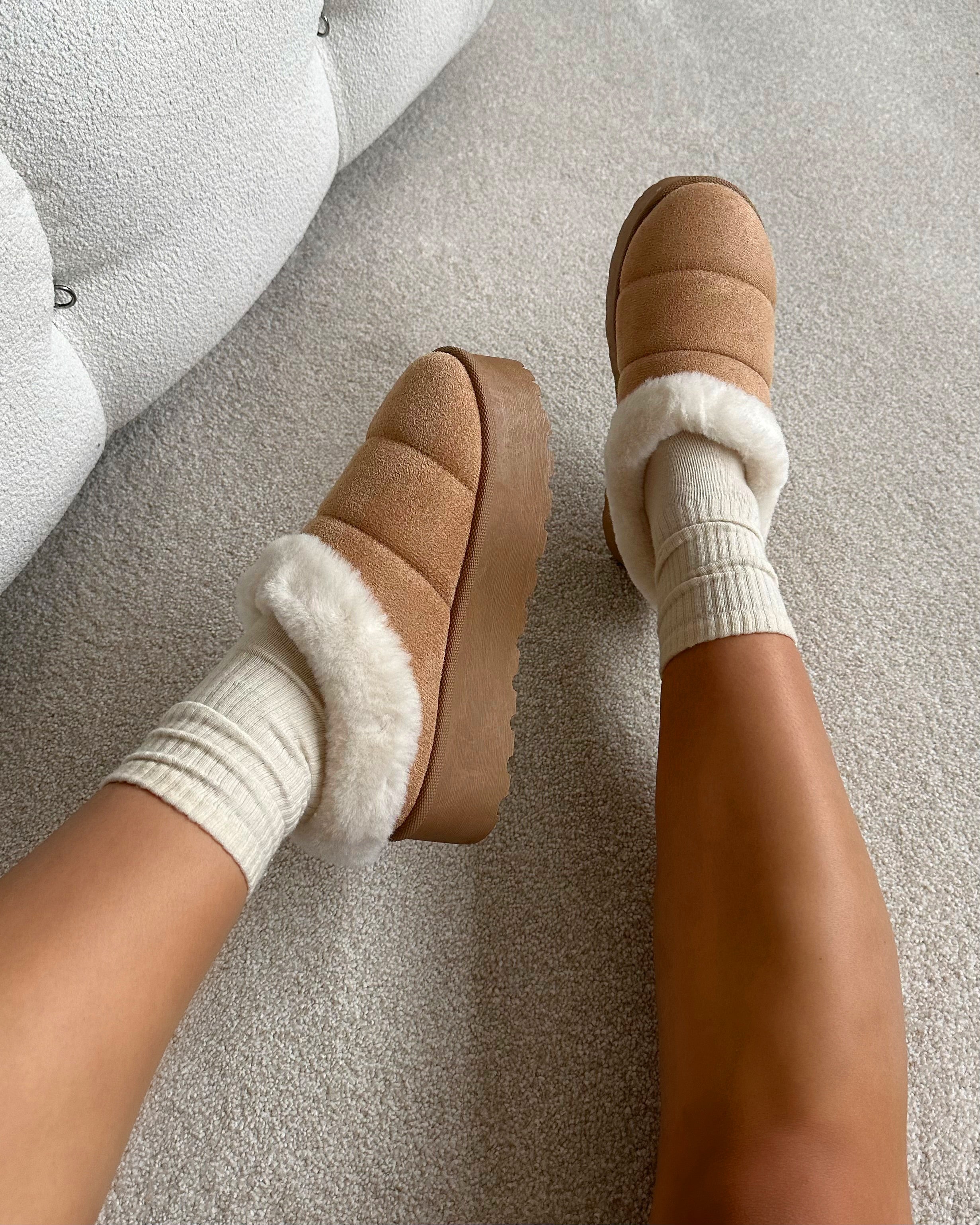Reggie Sand Cosy Flatform Slides | SIMMI London