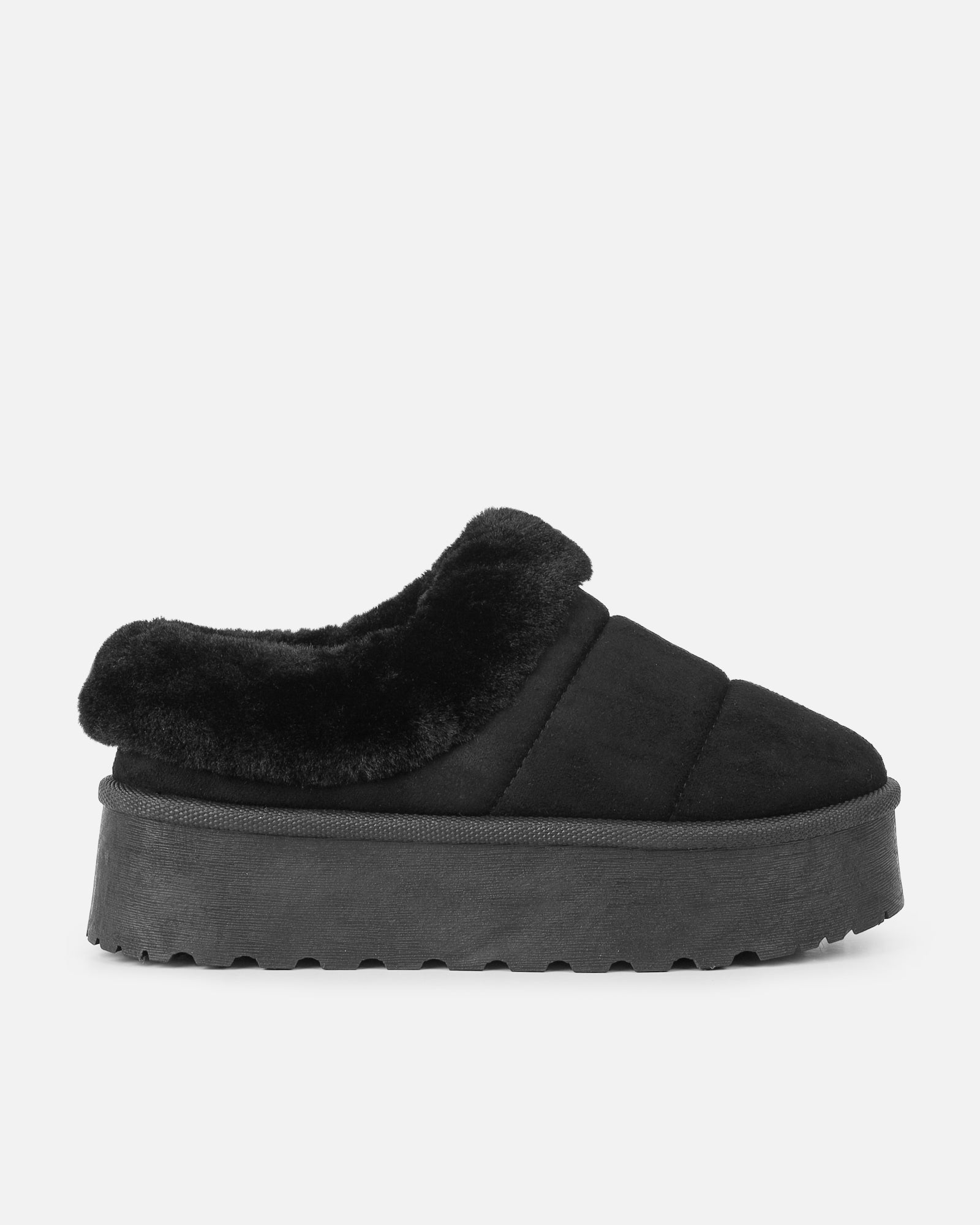 Reggie Black Cosy Flatform Slides | SIMMI London