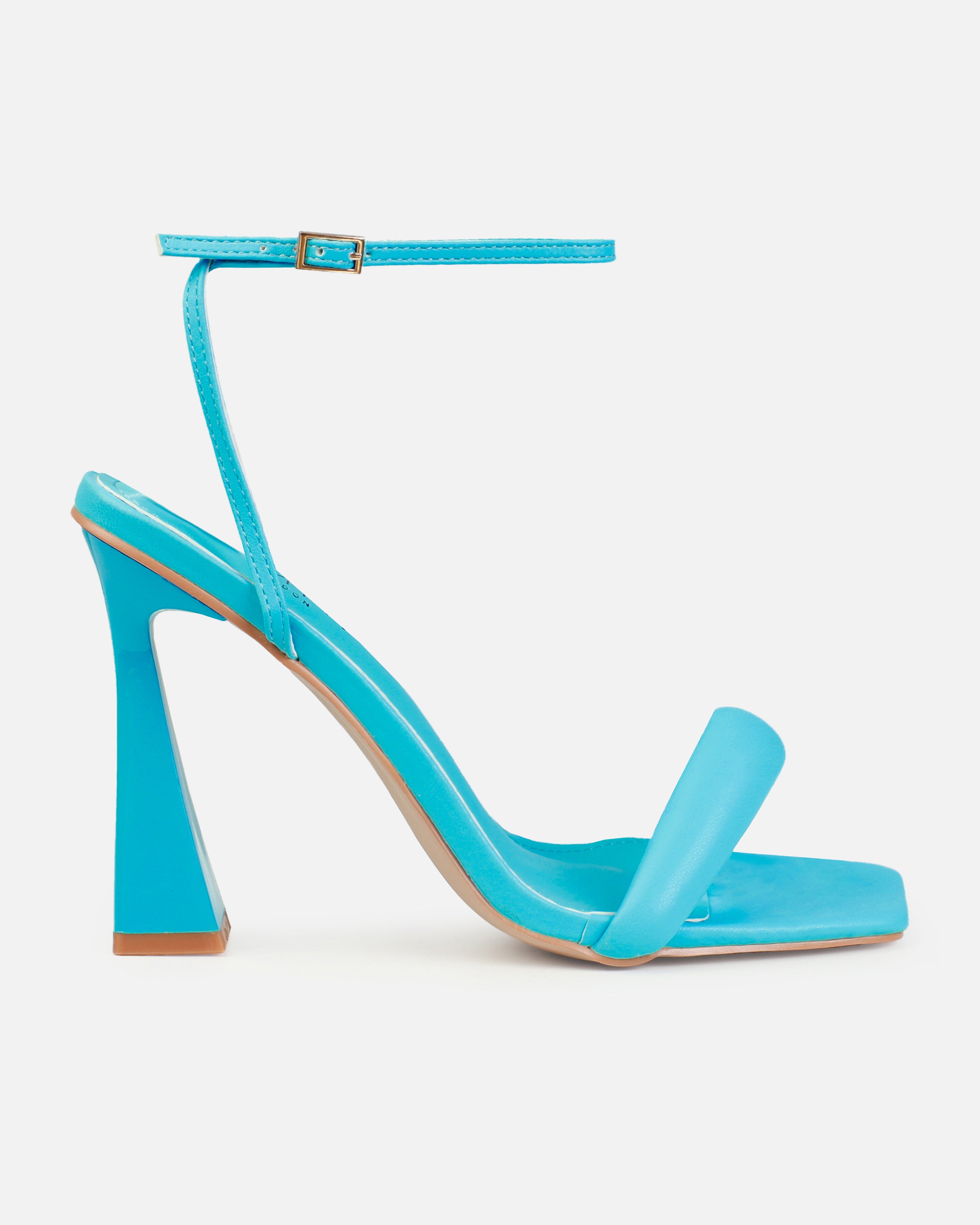 Tasha Ghouri Riva Blue Padded Block Heels | SIMMI London