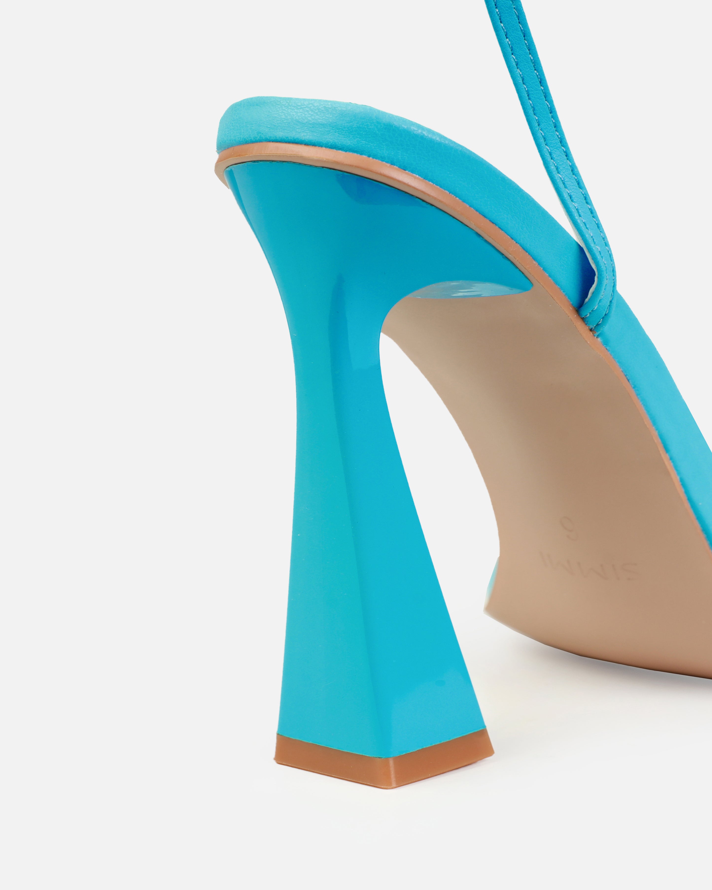 Tasha Ghouri Riva Blue Padded Block Heels | SIMMI London