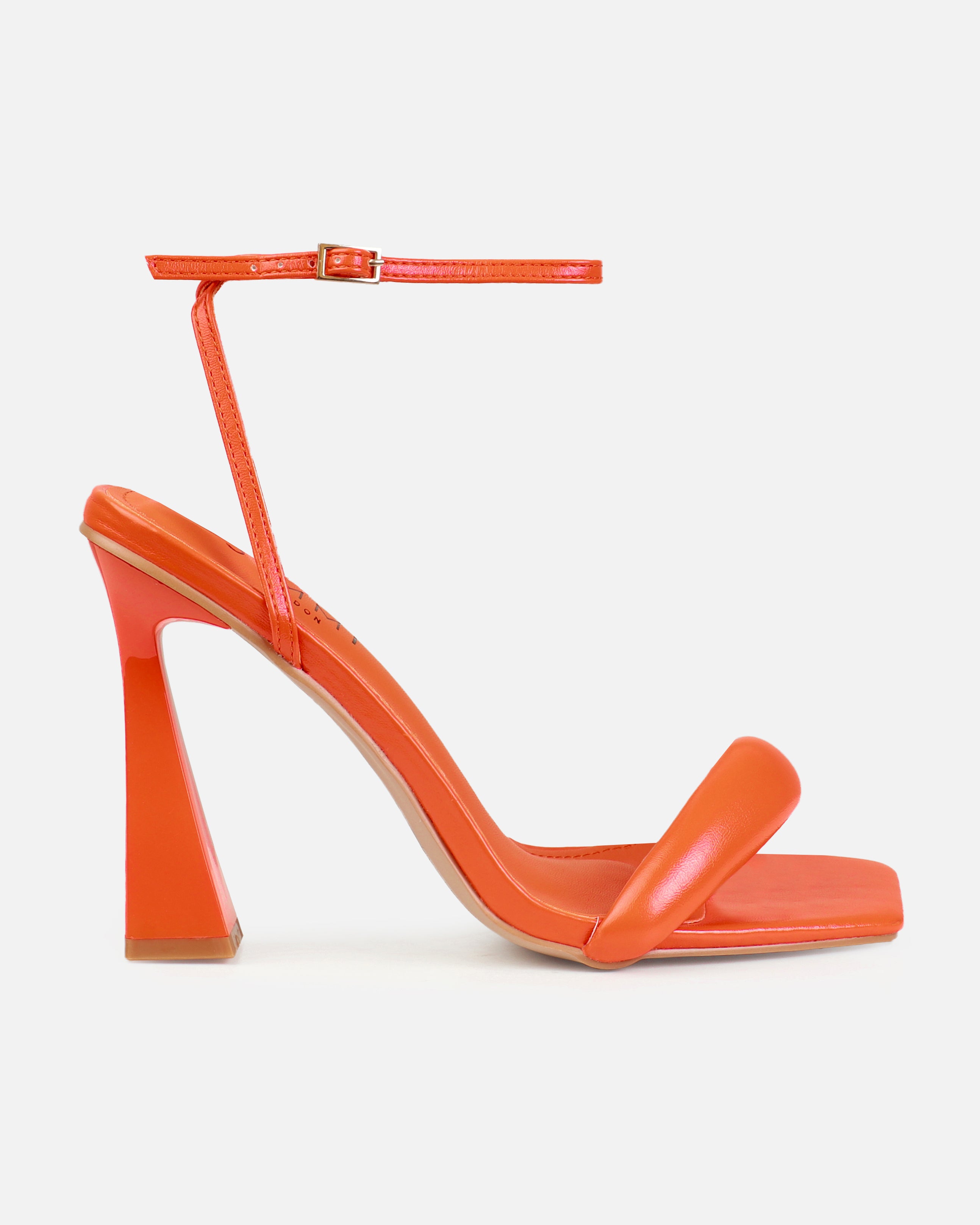 Tasha Ghouri Riva Orange Padded Block Heels | SIMMI London
