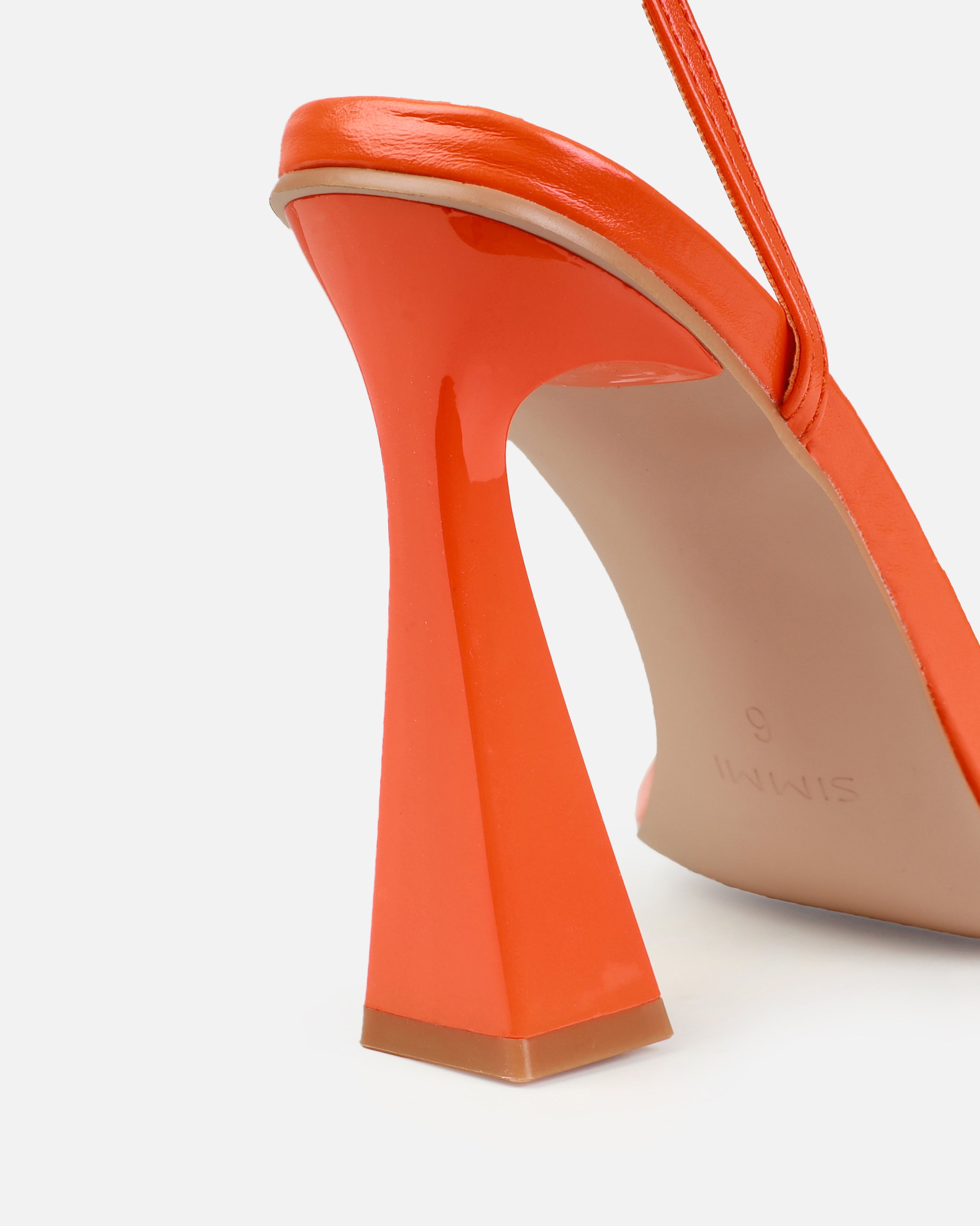 Tasha Ghouri Riva Orange Padded Block Heels | SIMMI London