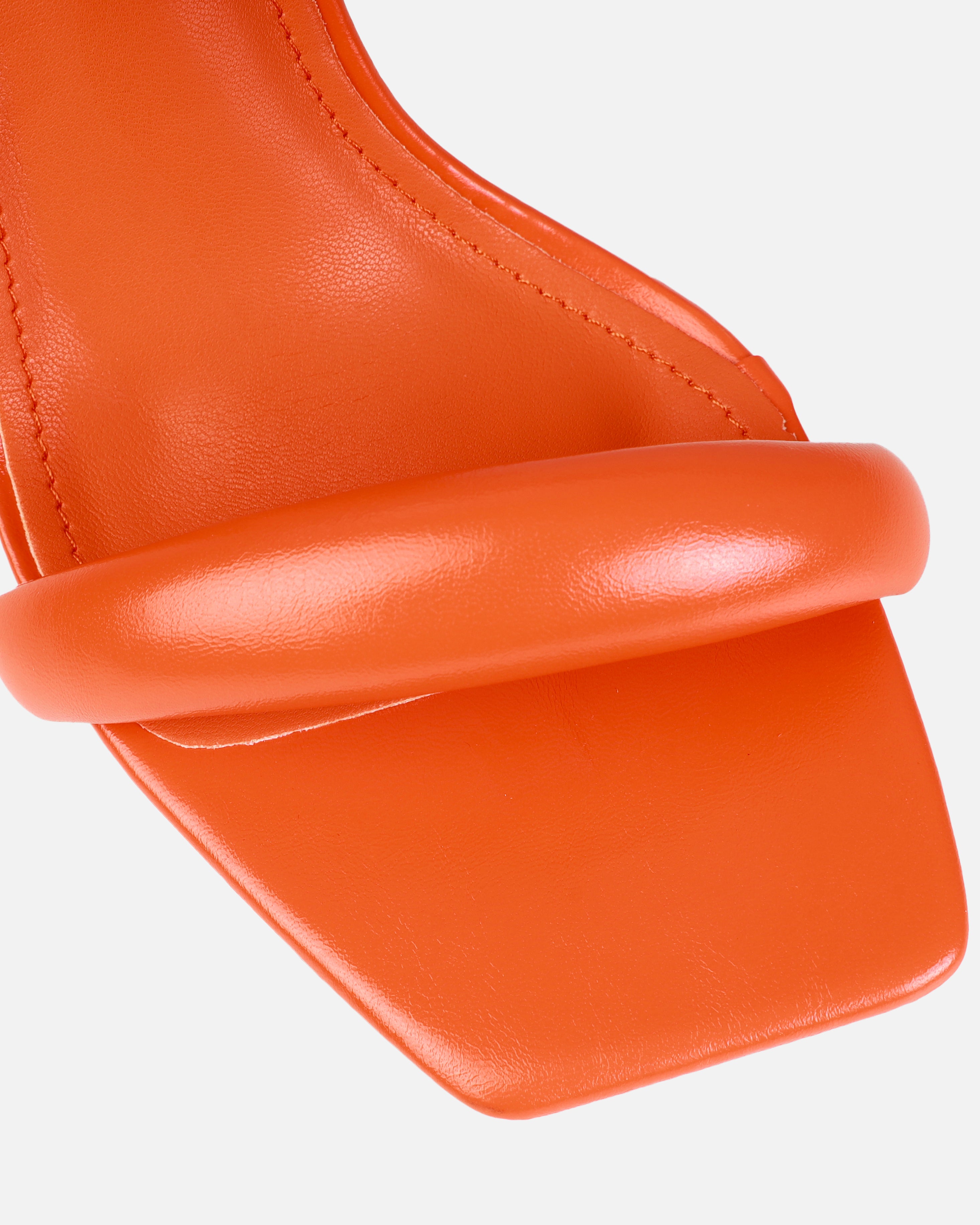 Tasha Ghouri Riva Orange Padded Block Heels | SIMMI London