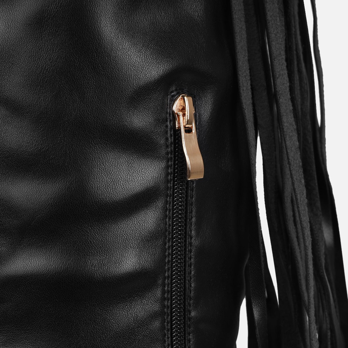 Gethin Black Fringe Studded Knee High Boots | SIMMI London