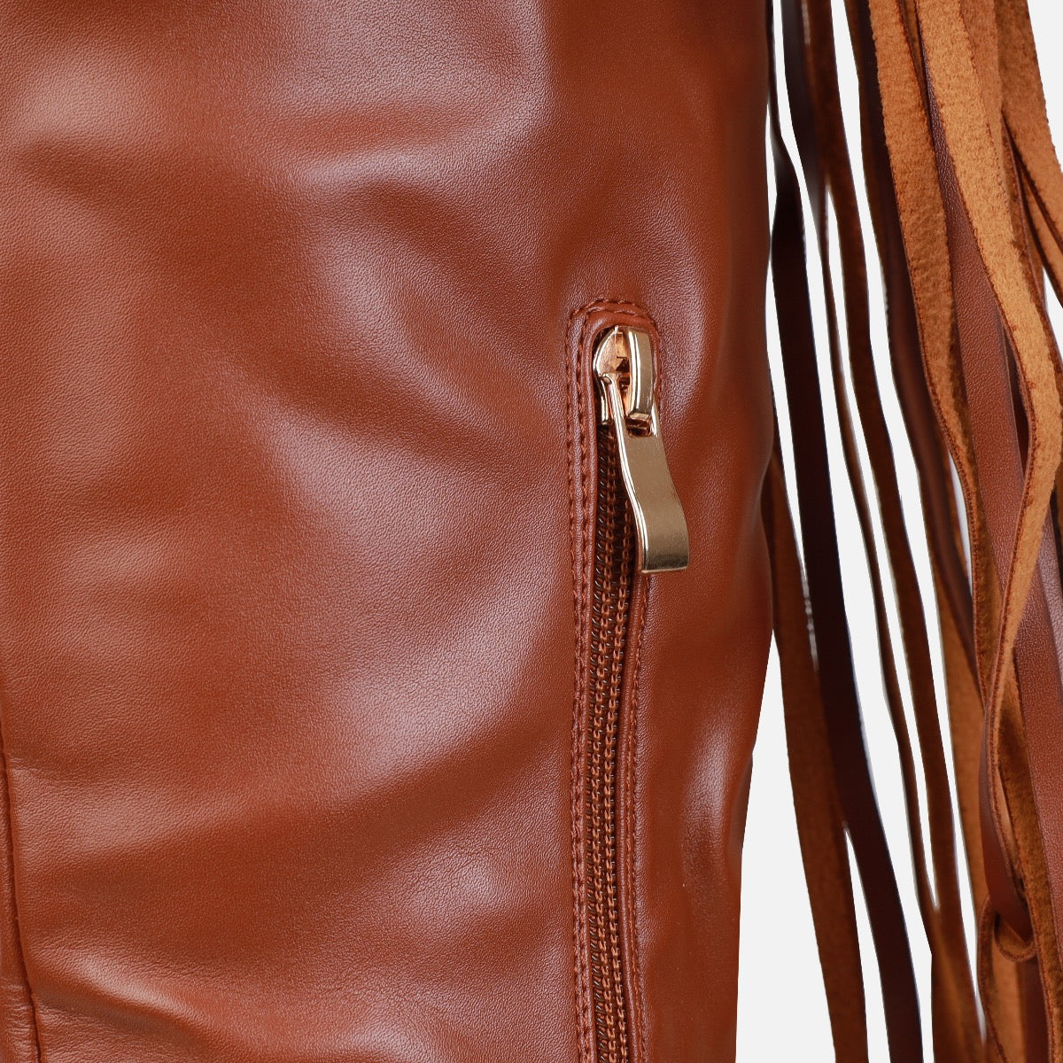 Gethin Tan Fringe Studded Knee High Boots | SIMMI London